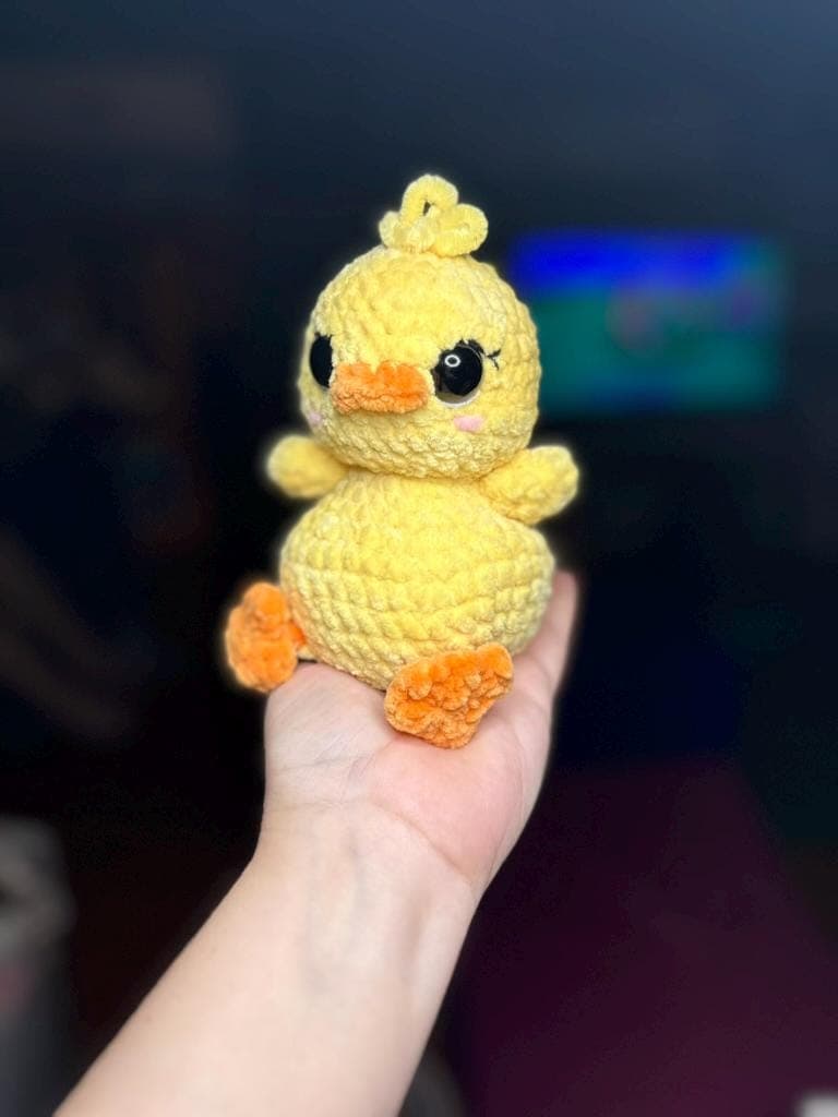 Crocheted Weighted Yellow Duck Plushie: Handmade Bird Lover Gift thumbnail 4