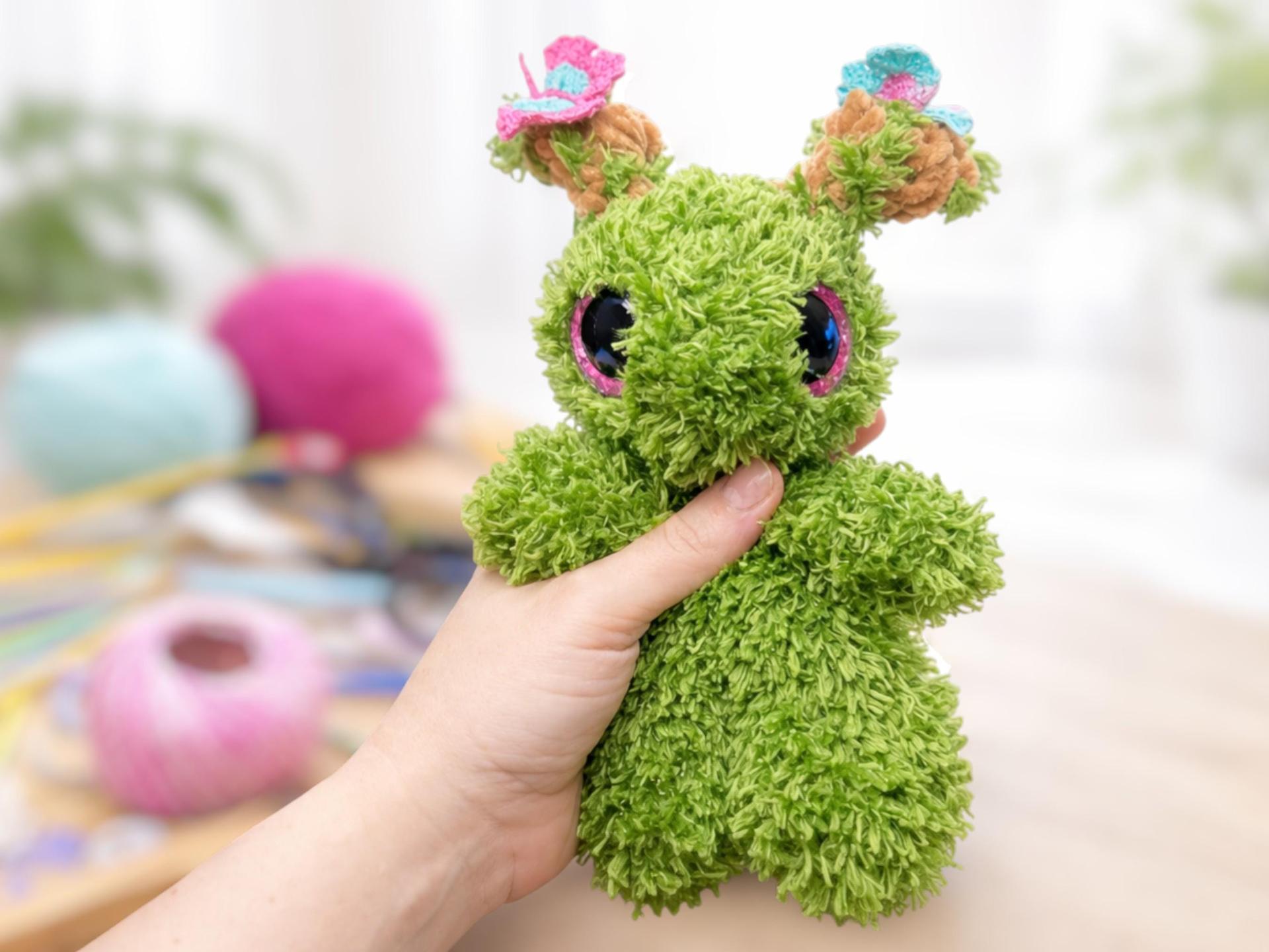 Crochet Moss Sprite Plush: Fuzzy Green Forest Guardian