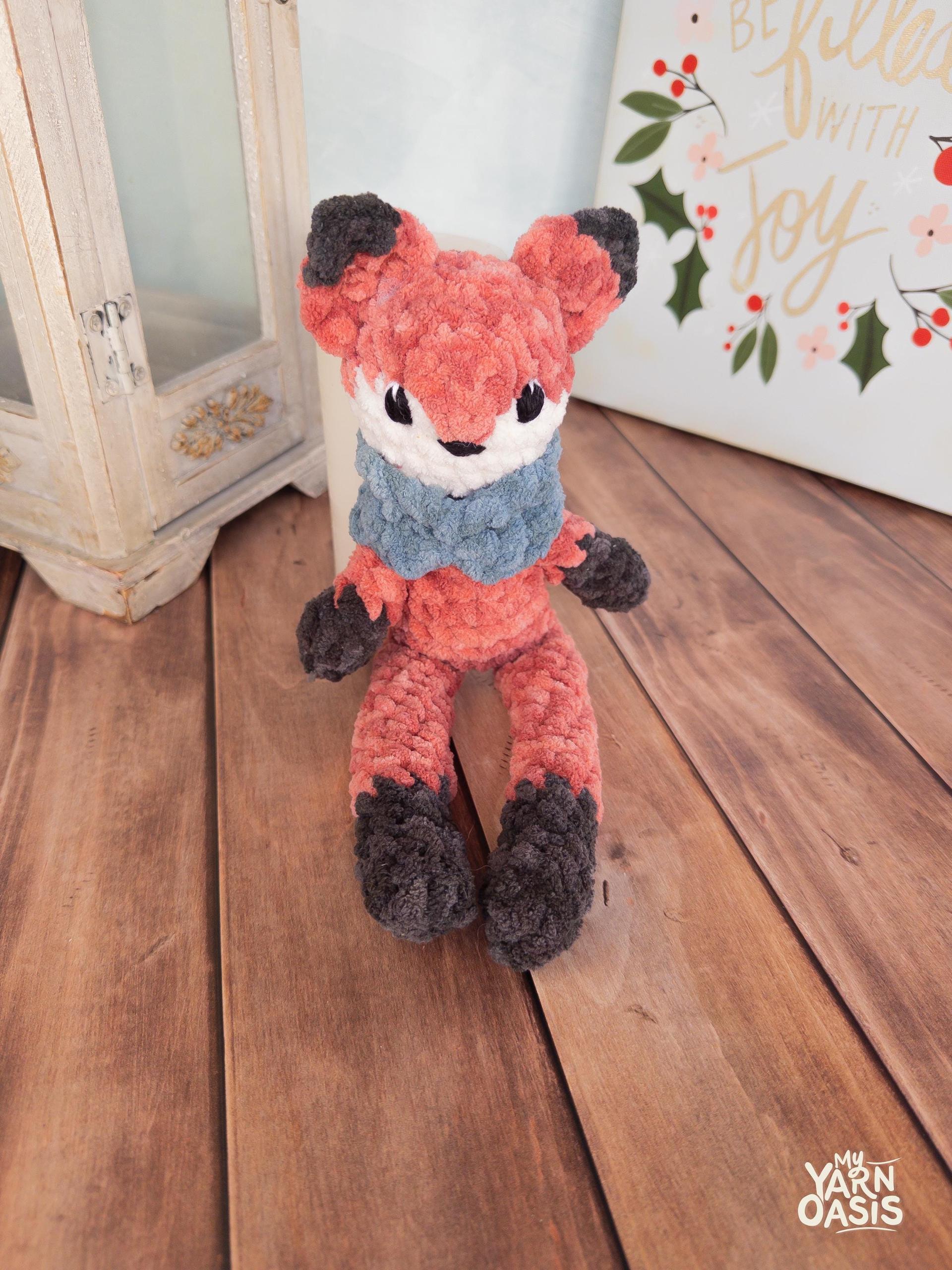 Crochet Fox Doll with Scarf, Handmade Amigurumi Plush Toy