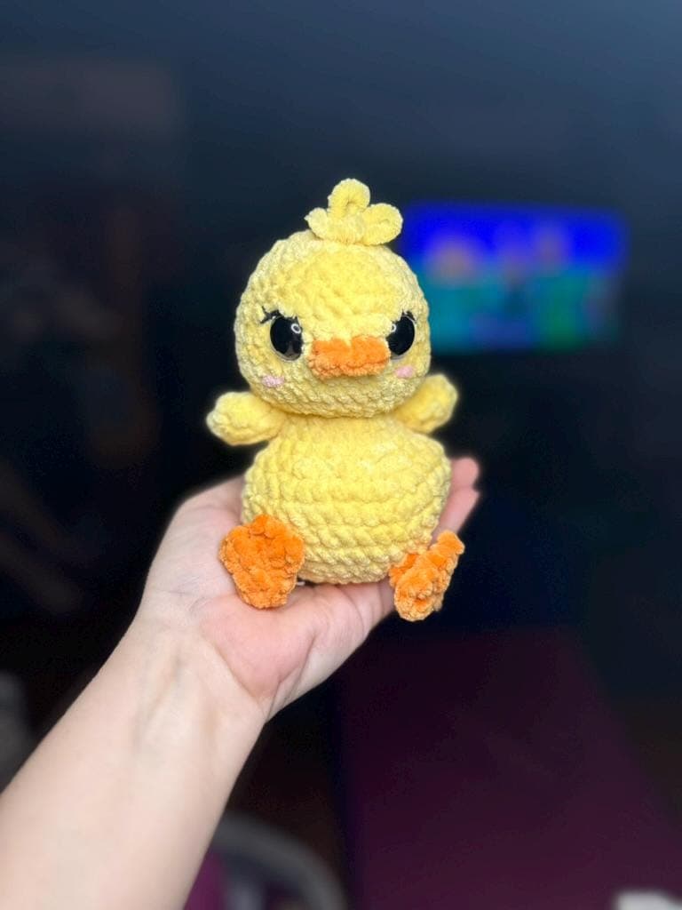 Crocheted Weighted Yellow Duck Plushie: Handmade Bird Lover Gift thumbnail 6