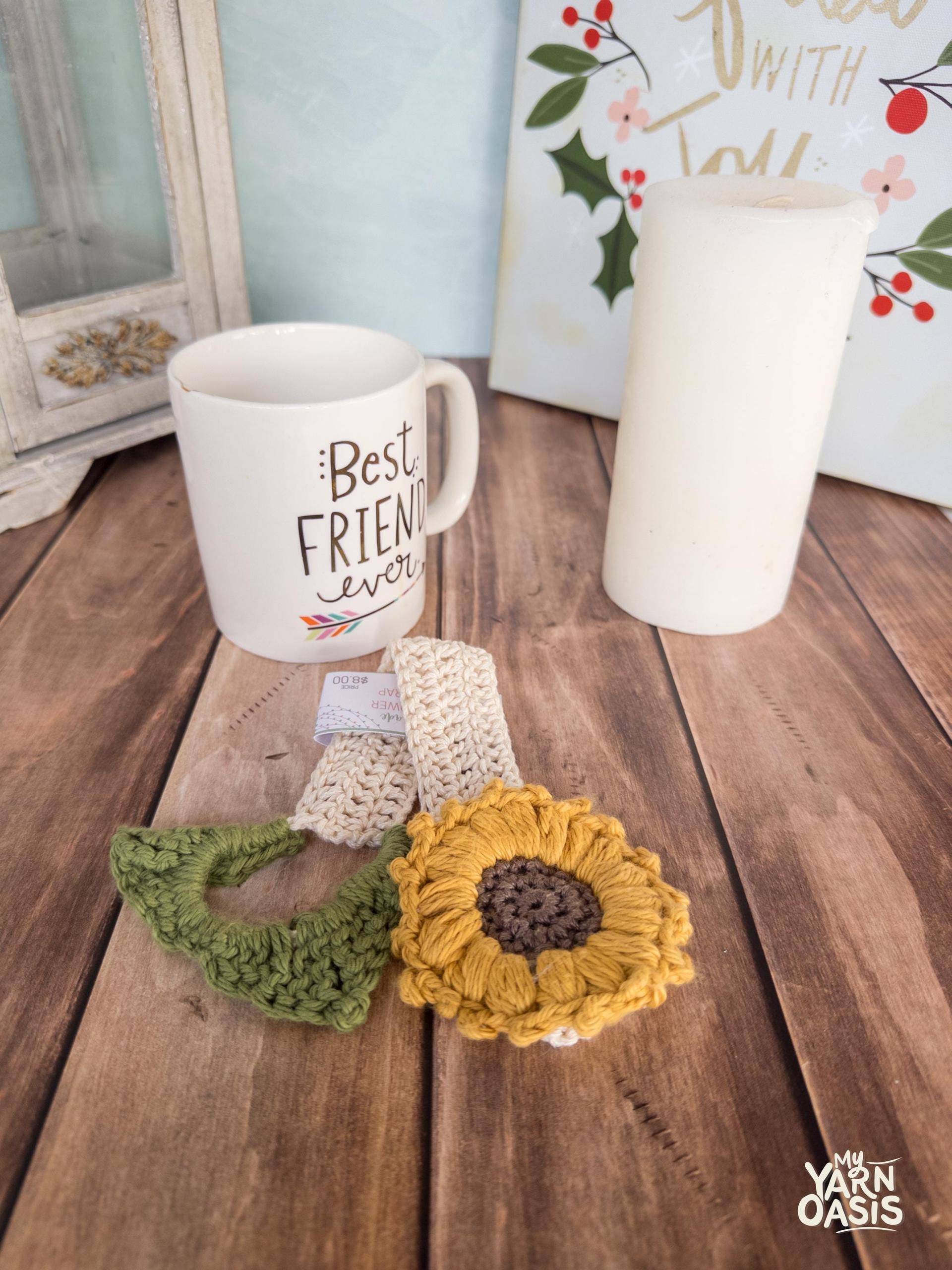 Handmade Crochet Sunflower Cup Cozy, Coffee Mug Wrap thumbnail 5