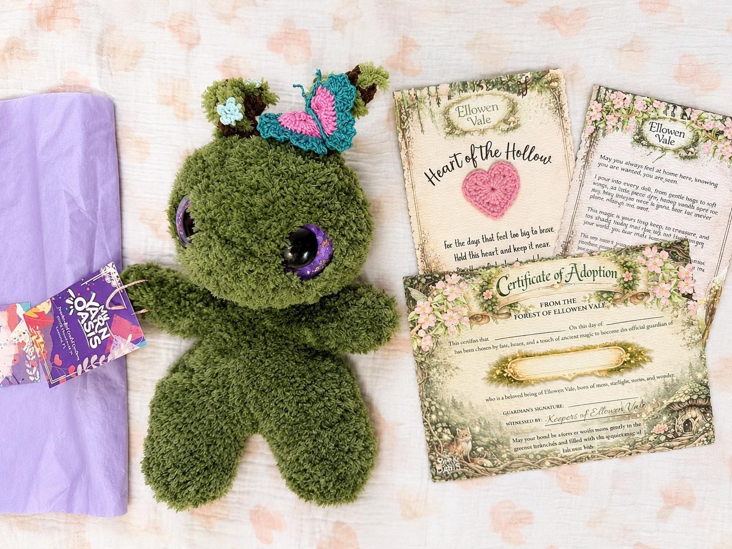 Crochet Moss Sprite Plush: Fuzzy Green Forest Guardian thumbnail 9