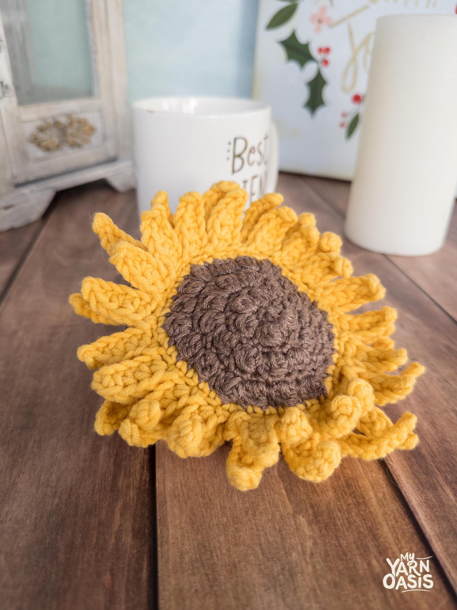 Crochet Sunflower Coin Purse 100% Handmade with antique finished kiss lock thumbnail 5