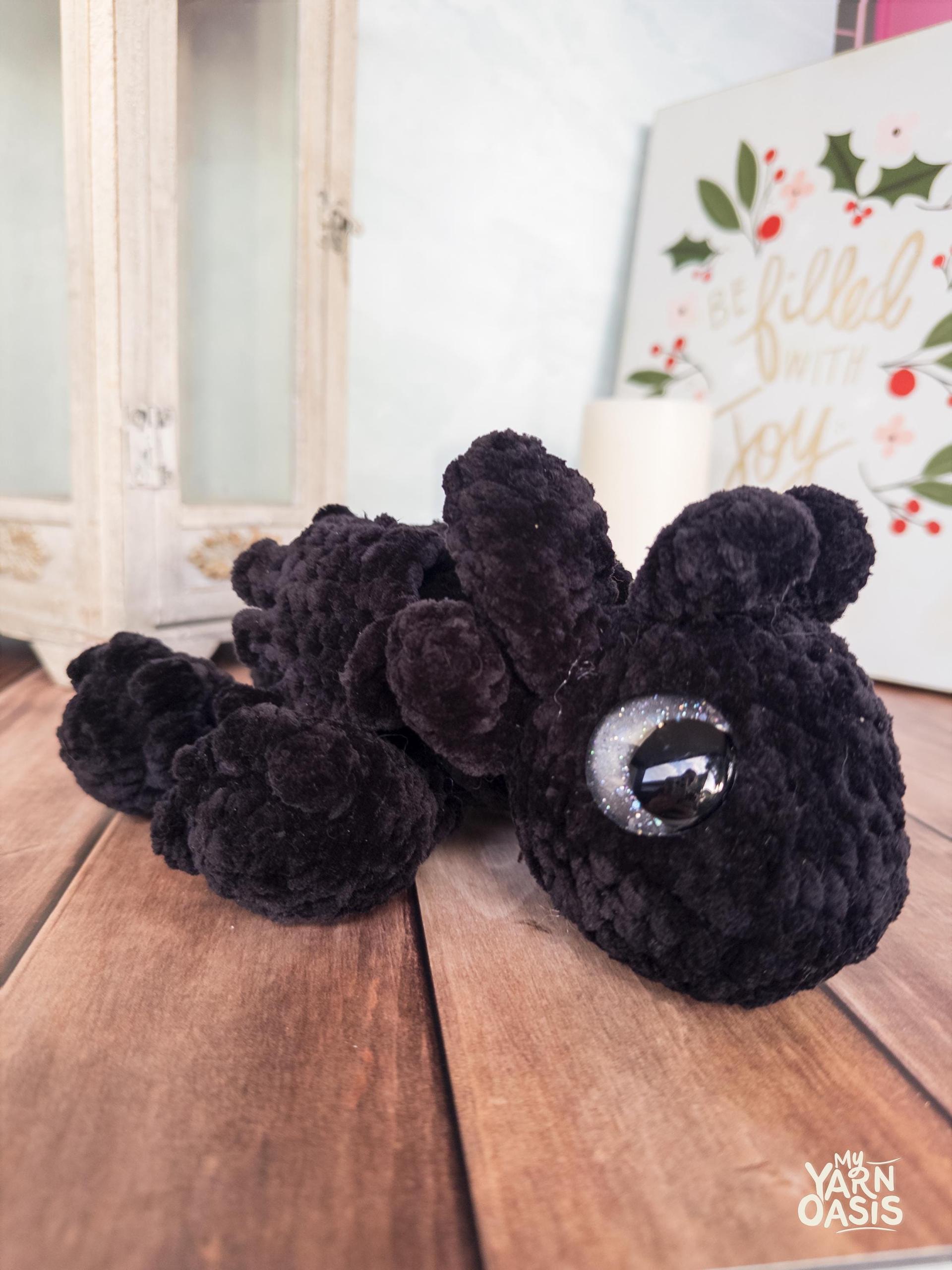 Crochet Dragon Plush: Handmade Night Fury Inspired Stuffed Animal thumbnail 5