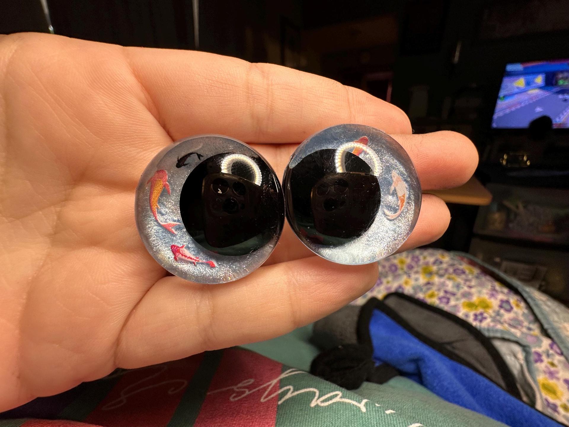 Hand-Painted Koi Fish Safety Eyes | Amigurumi Plush, Resin Pond Effect