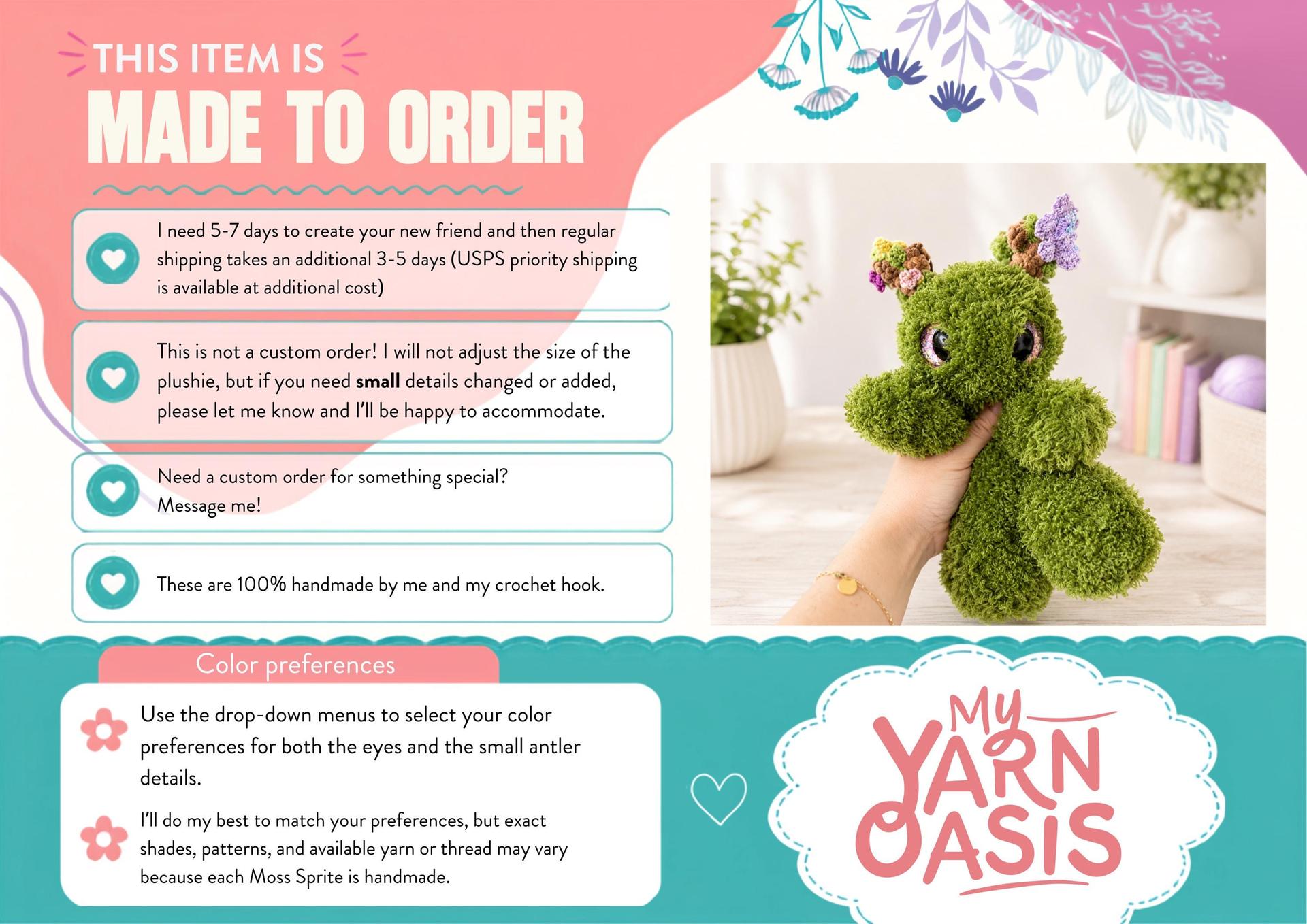 Crochet Moss Sprite Plush: Fuzzy Green Forest Guardian thumbnail 2