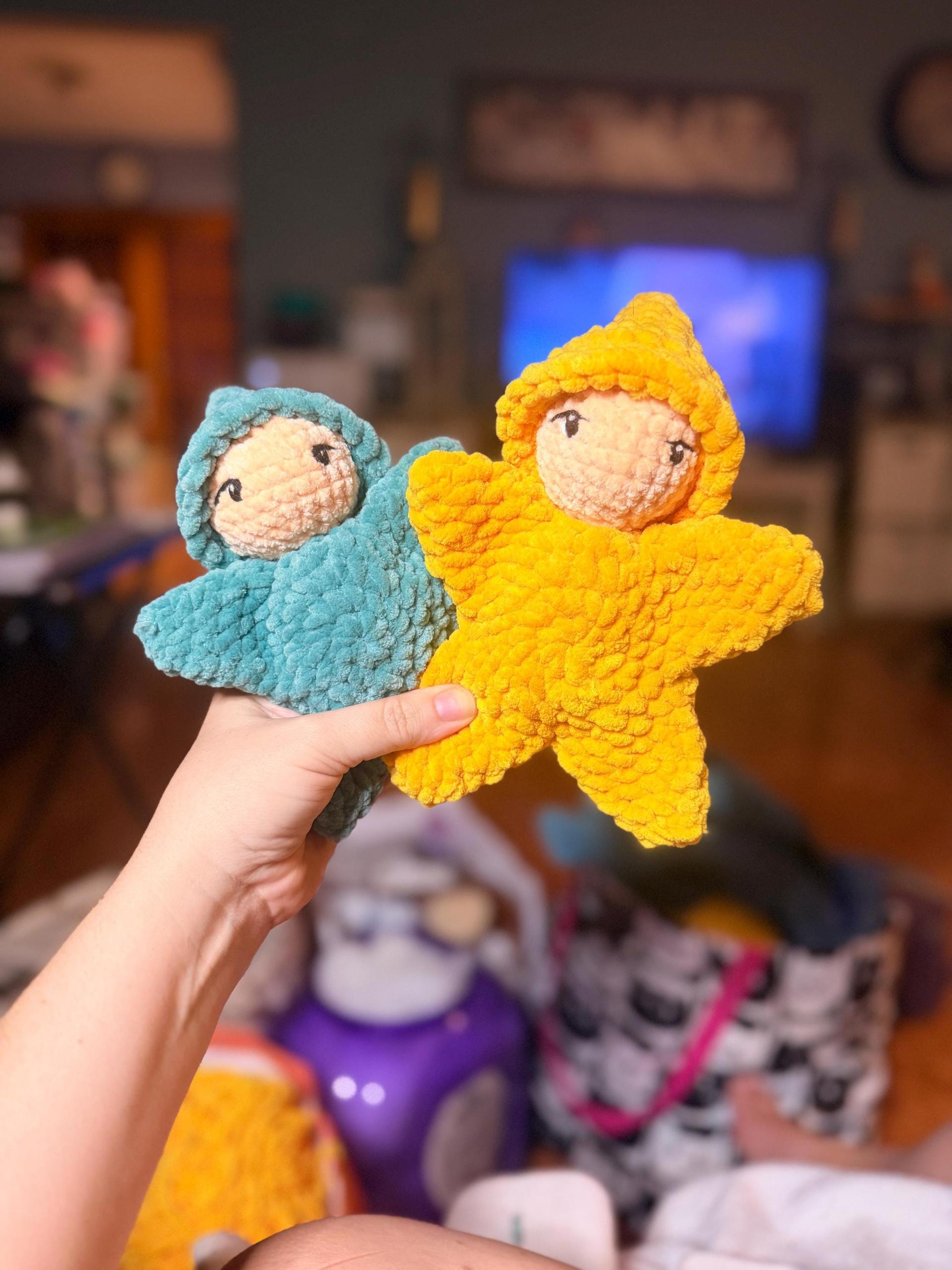 Crochet Star Snuggler | Handmade Plush Lovey | Soft Baby Gift | Nursery Decor | Embroidered Eyes thumbnail 5