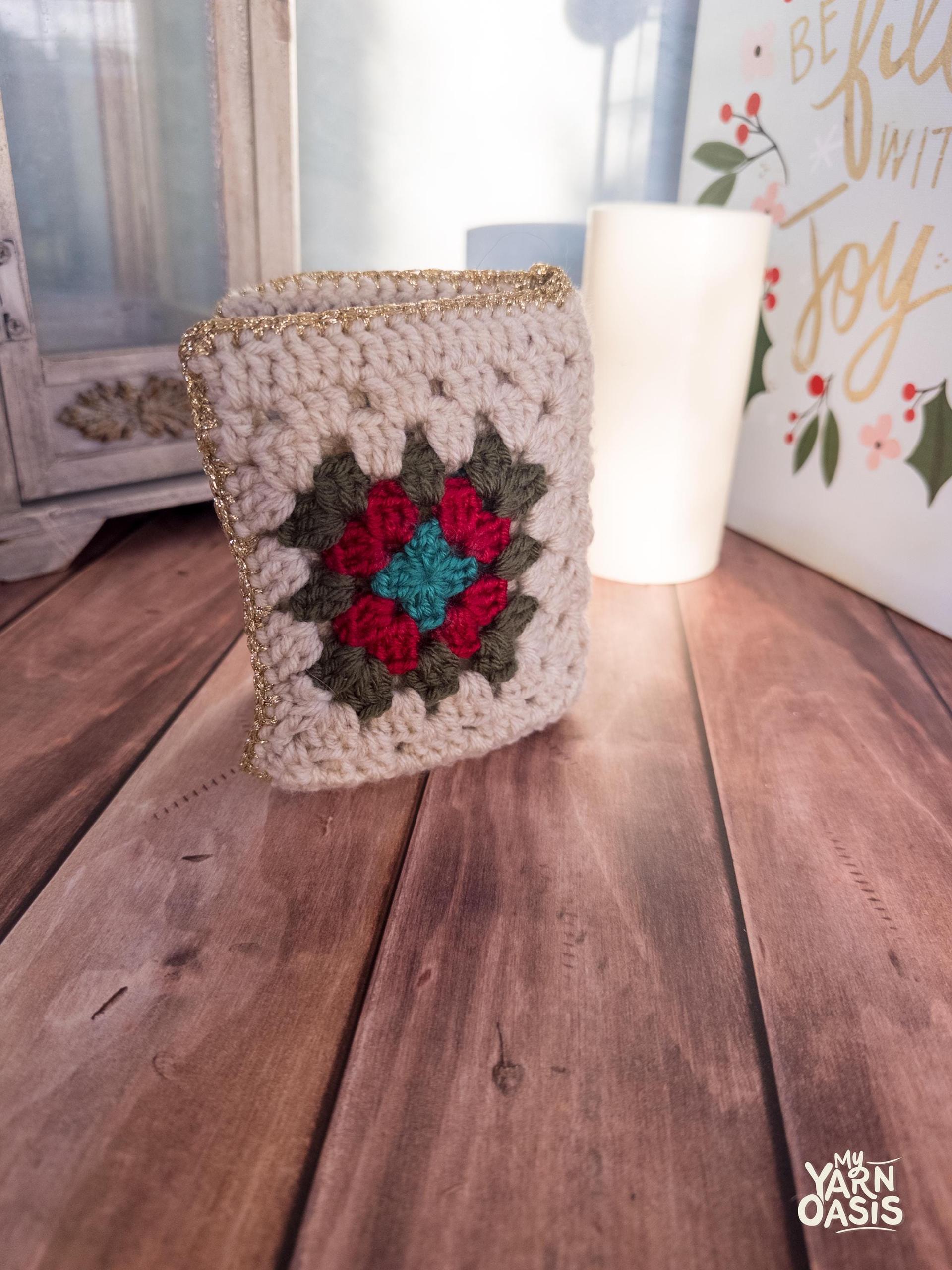 Crochet Granny Square Wallet: Handmade Card or Passport Holder thumbnail 3