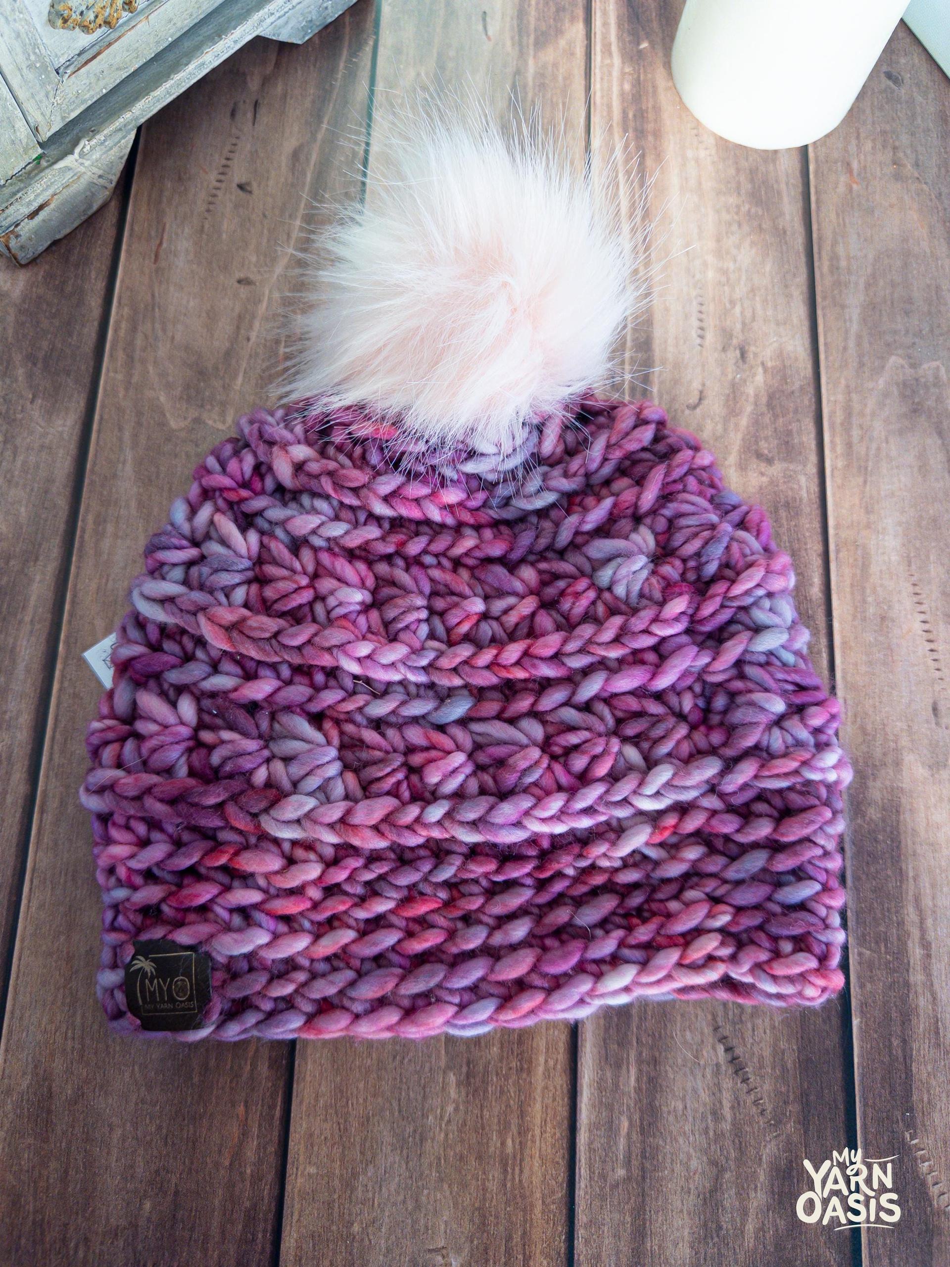 Hand-Crocheted Merino Wool Beanie, Malabrigo Designer Hat 100% Handmade thumbnail 2