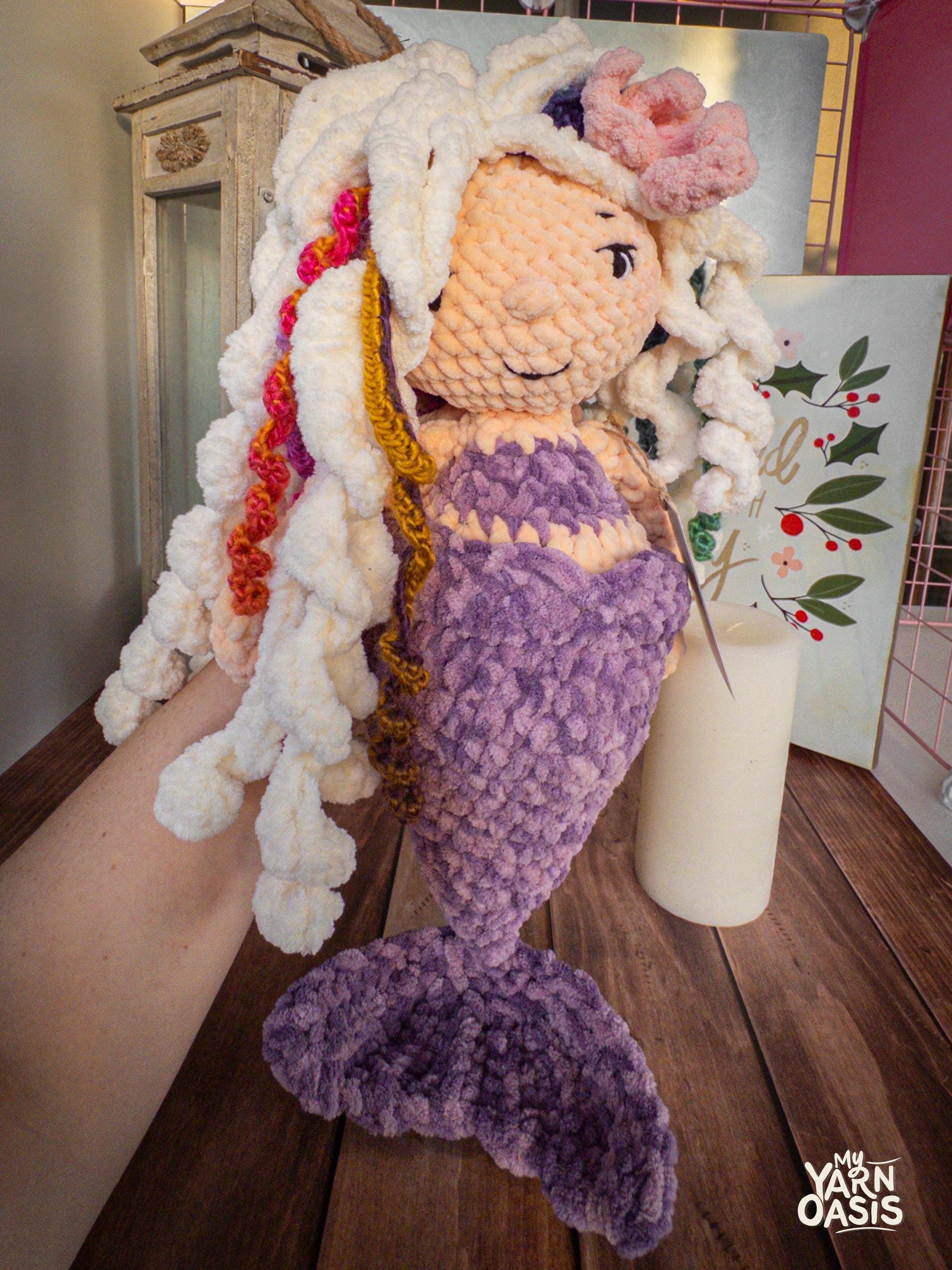 Large Mermaid Snuggler, Crochet Plush Toy, 100% Handmade Ocean Doll, Safe Embroidered Eyes thumbnail 2