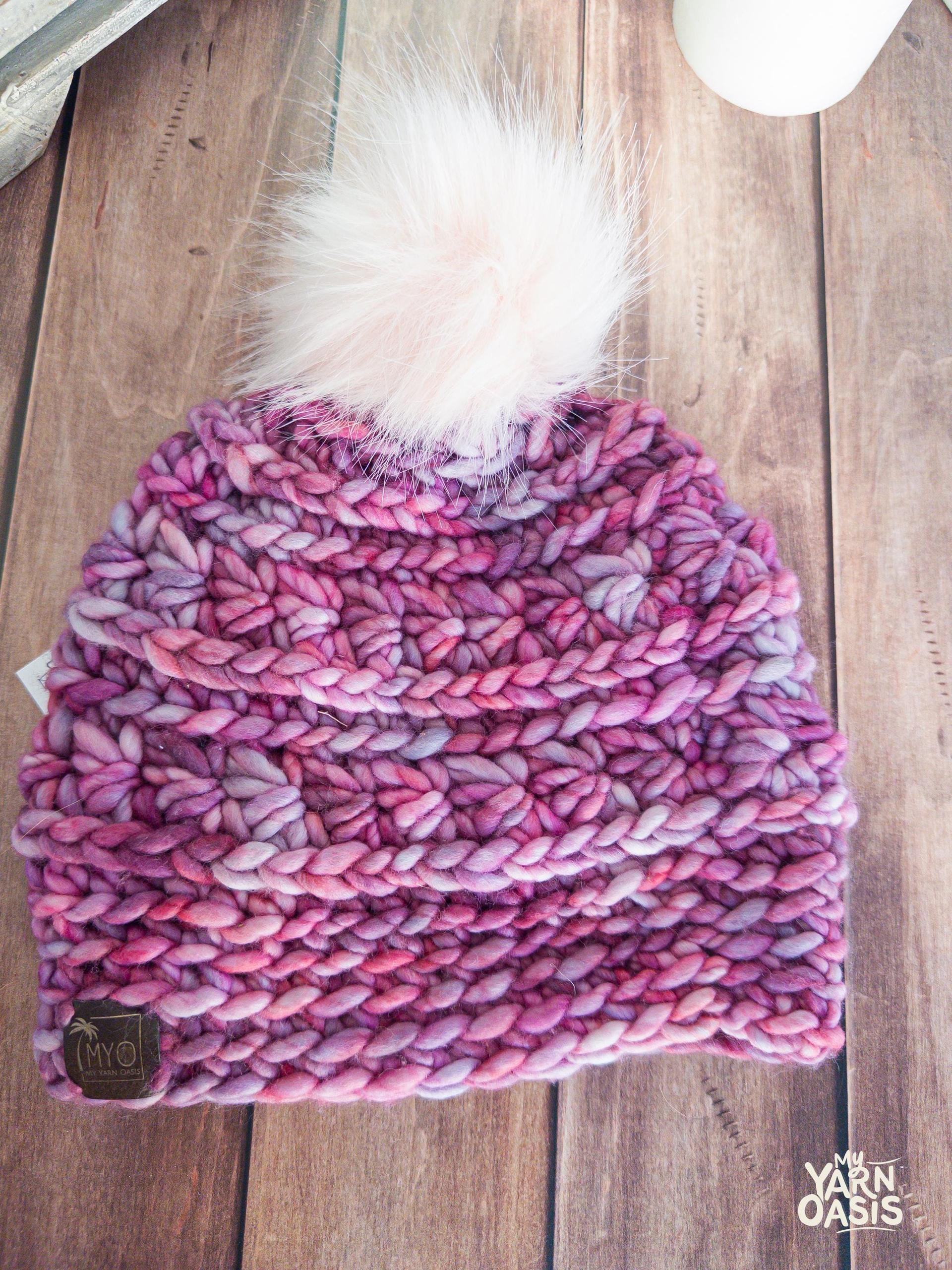Hand-Crocheted Merino Wool Beanie, Malabrigo Designer Hat 100% Handmade