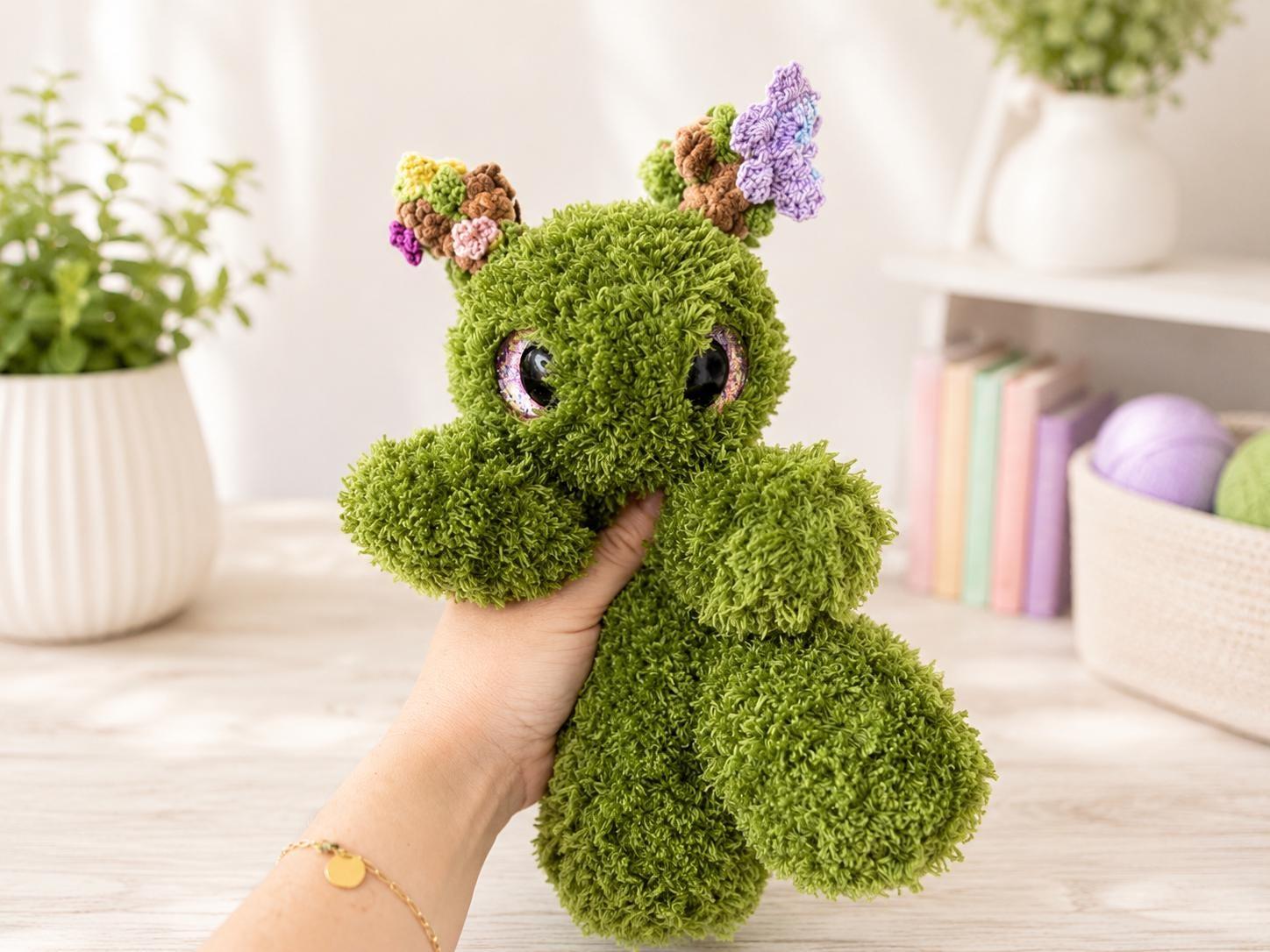 Crochet Moss Sprite Plush: Fuzzy Green Forest Guardian thumbnail 6
