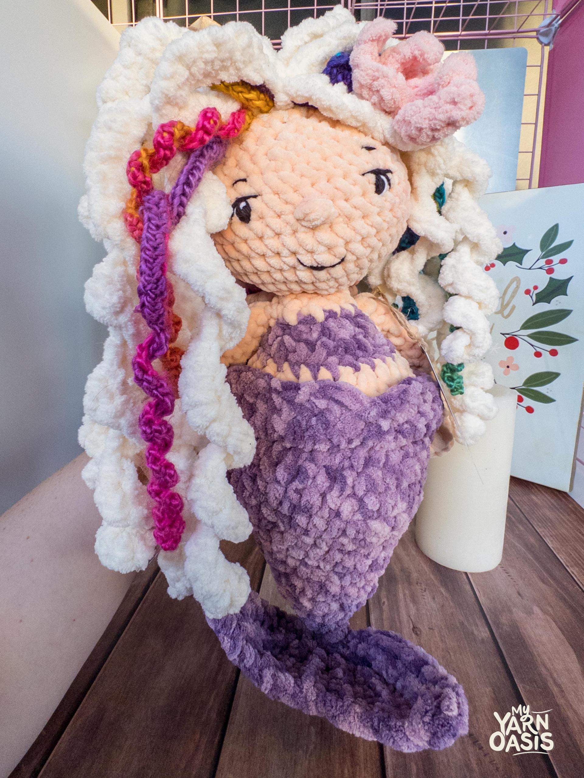 Large Mermaid Snuggler, Crochet Plush Toy, 100% Handmade Ocean Doll, Safe Embroidered Eyes thumbnail 4