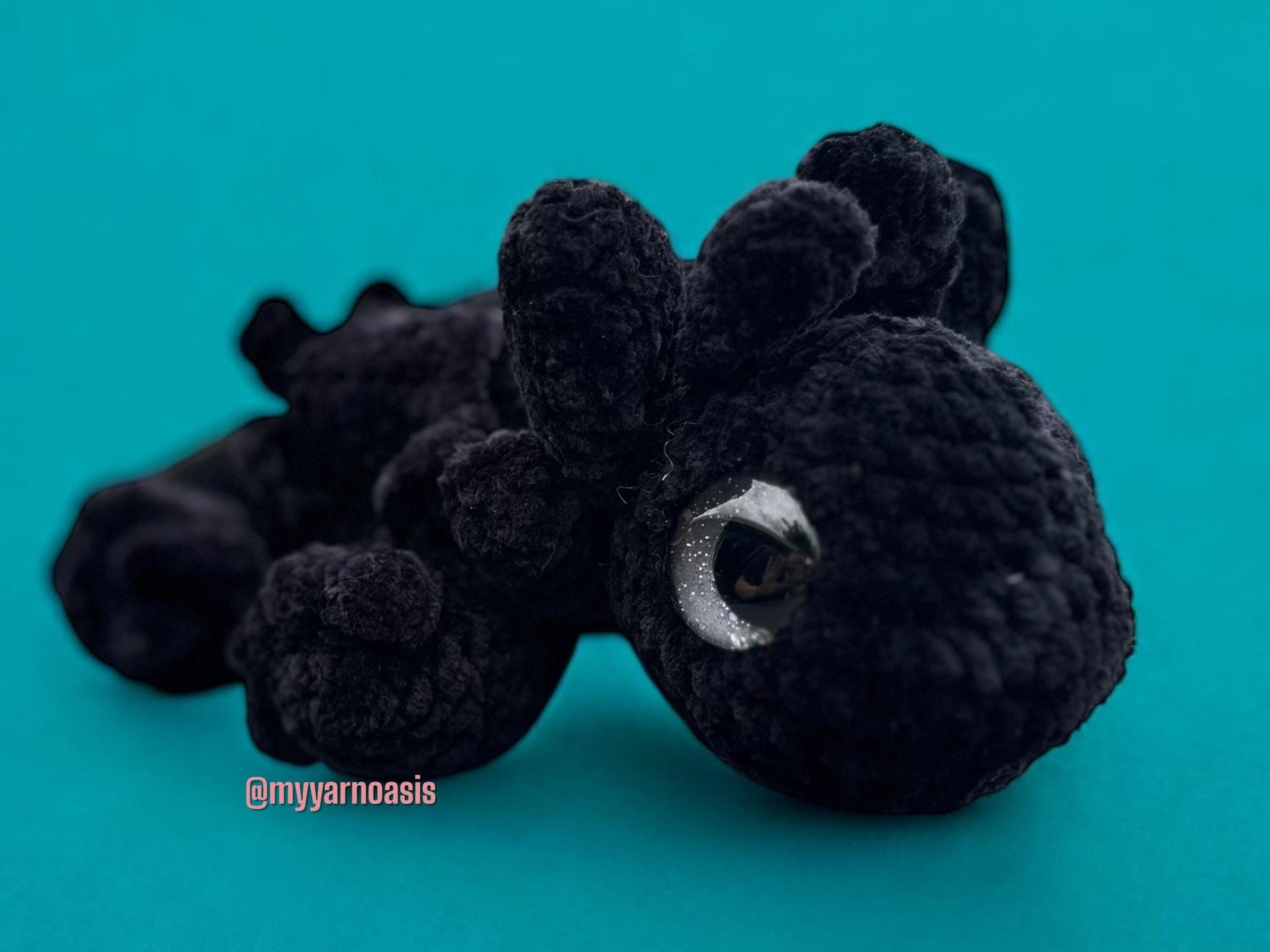 Crochet Dragon Plush: Handmade Night Fury Inspired Stuffed Animal thumbnail 4