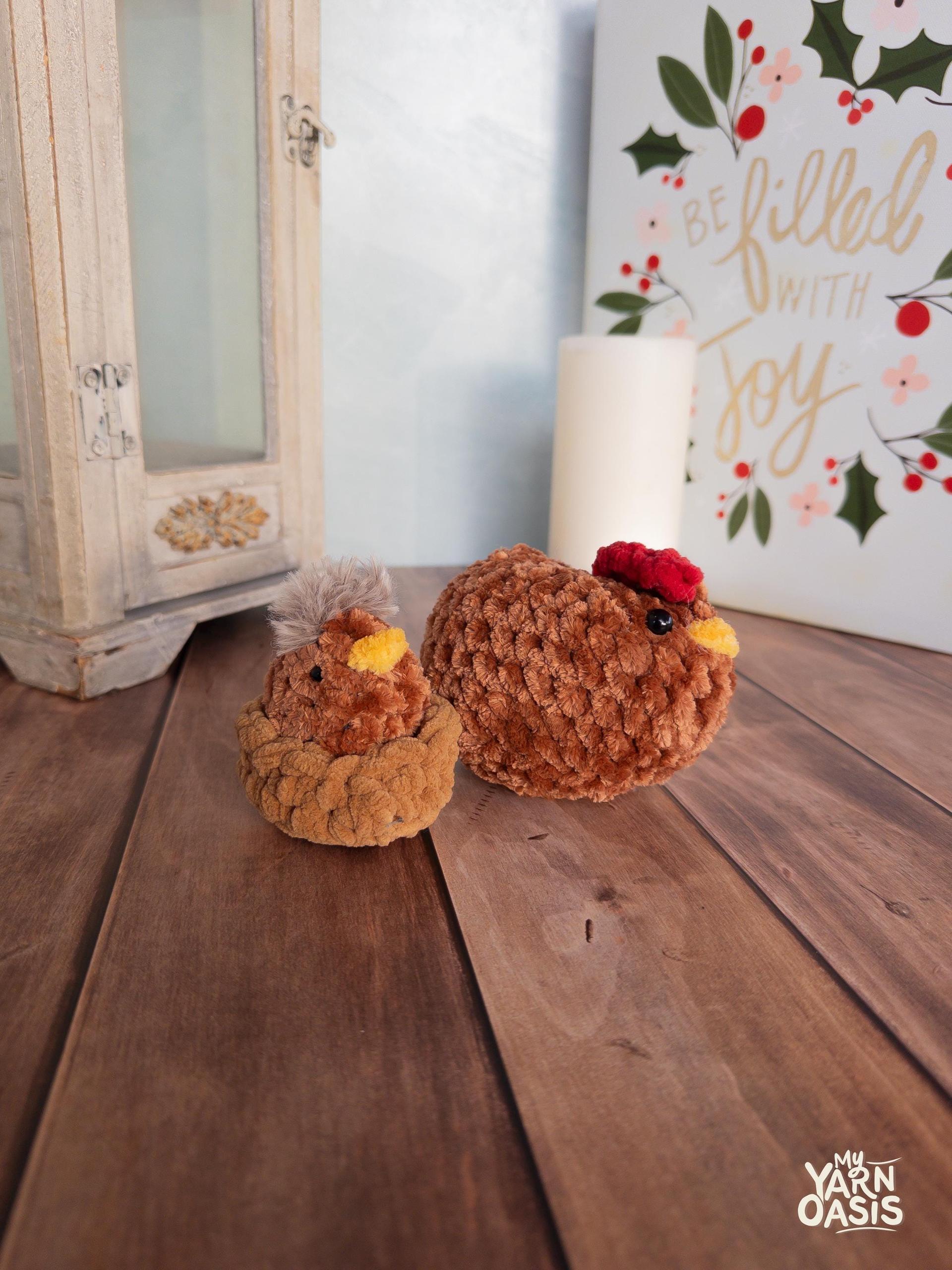 Handmade fluffy Crochet Chicken Plush Toy, Kawaii Critter Decor thumbnail 7