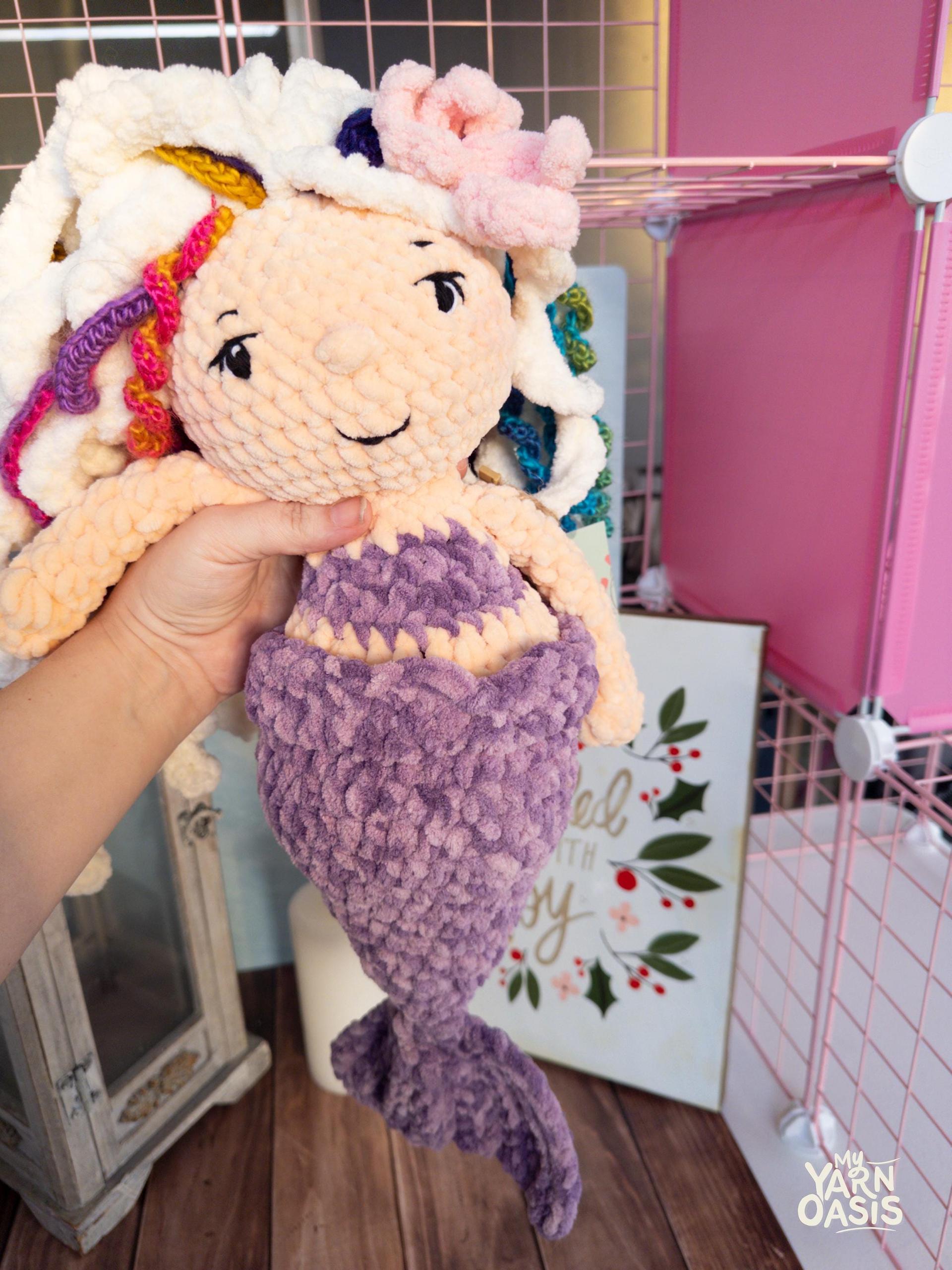 Large Mermaid Snuggler, Crochet Plush Toy, 100% Handmade Ocean Doll, Safe Embroidered Eyes thumbnail 10