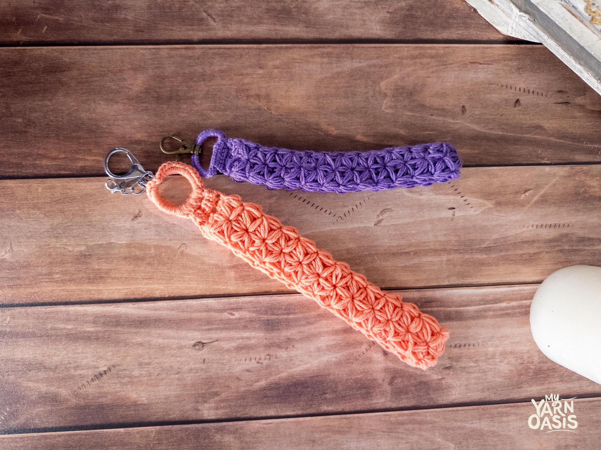 Crochet Jasmine Stitch Wristlet Keychain 100% Handmade with Metal Clasp thumbnail 4