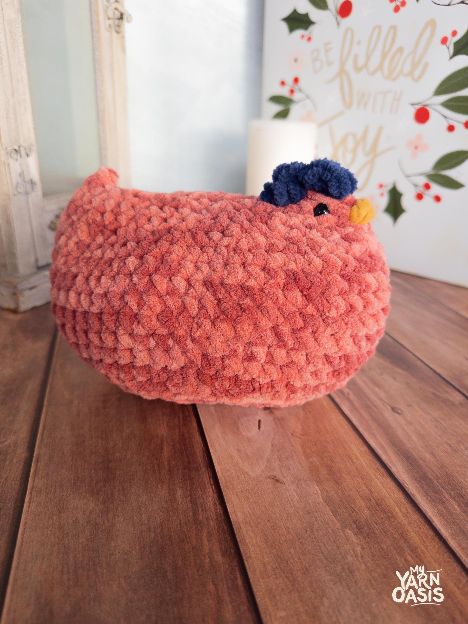 Handmade fluffy Crochet Chicken Plush Toy, Kawaii Critter Decor thumbnail 6
