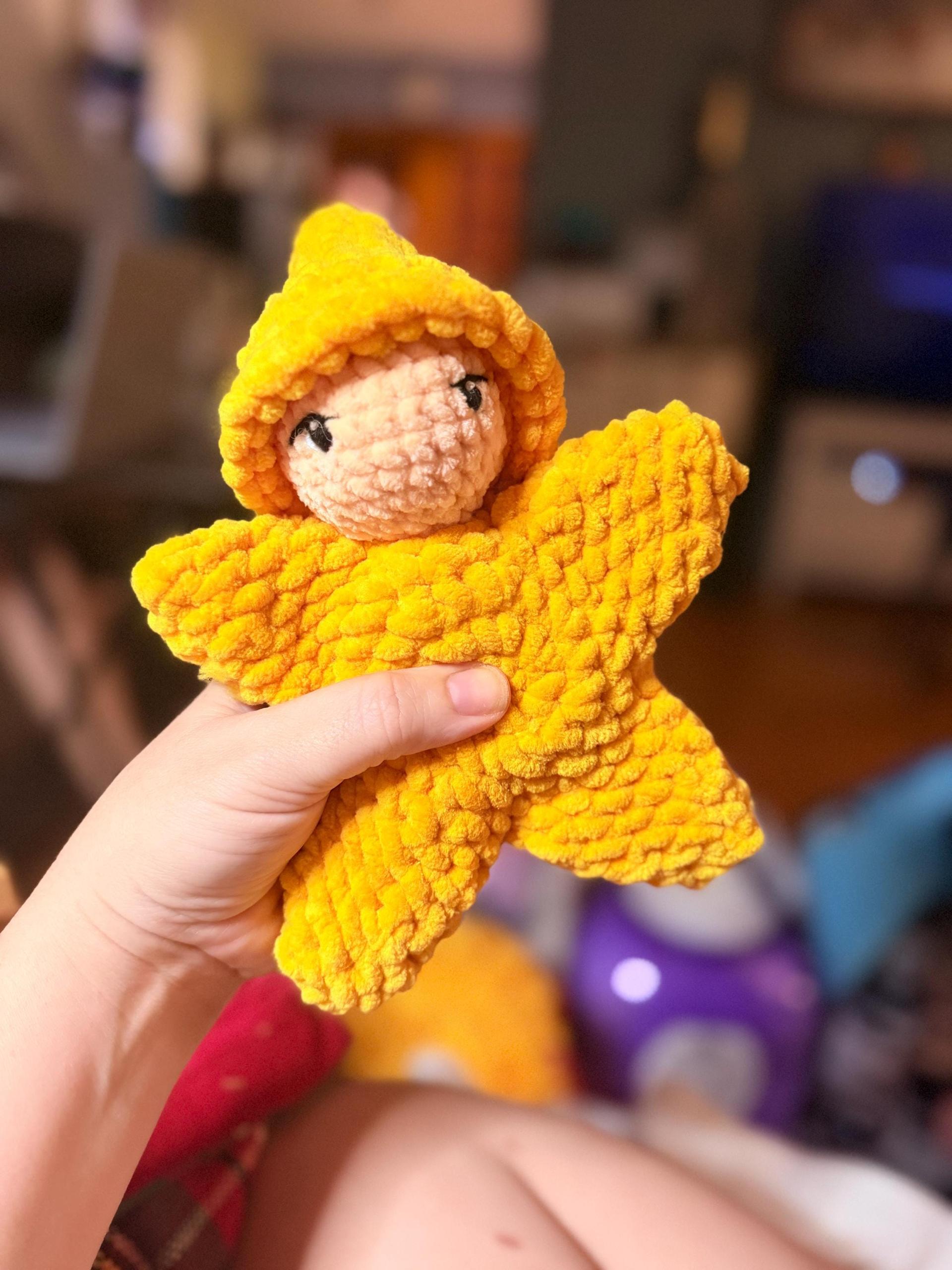 Crochet Star Snuggler | Handmade Plush Lovey | Soft Baby Gift | Nursery Decor | Embroidered Eyes