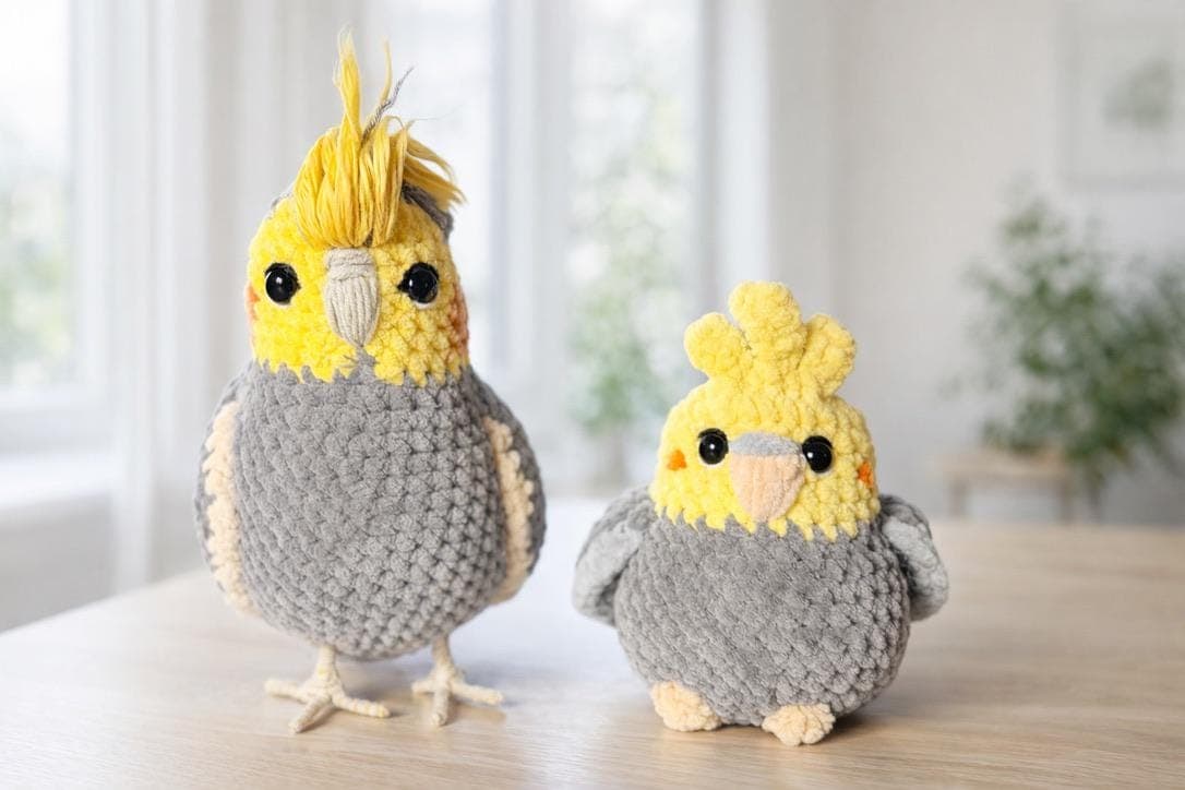 Large Crochet Cinnamon Cockatiel Plushie, Handmade Bird Lover Gift, Soft Plush, thumbnail 4