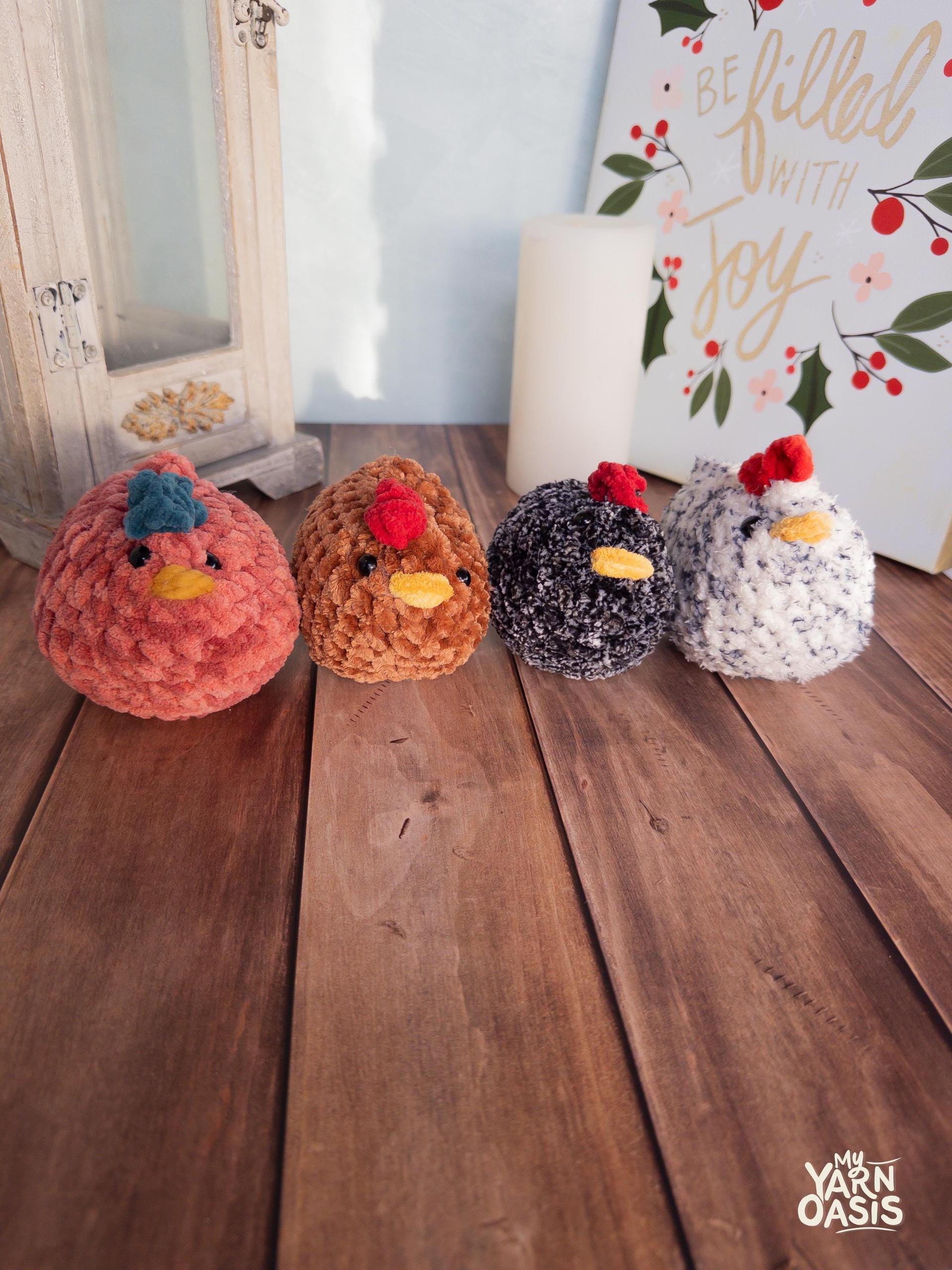 Handmade fluffy Crochet Chicken Plush Toy, Kawaii Critter Decor