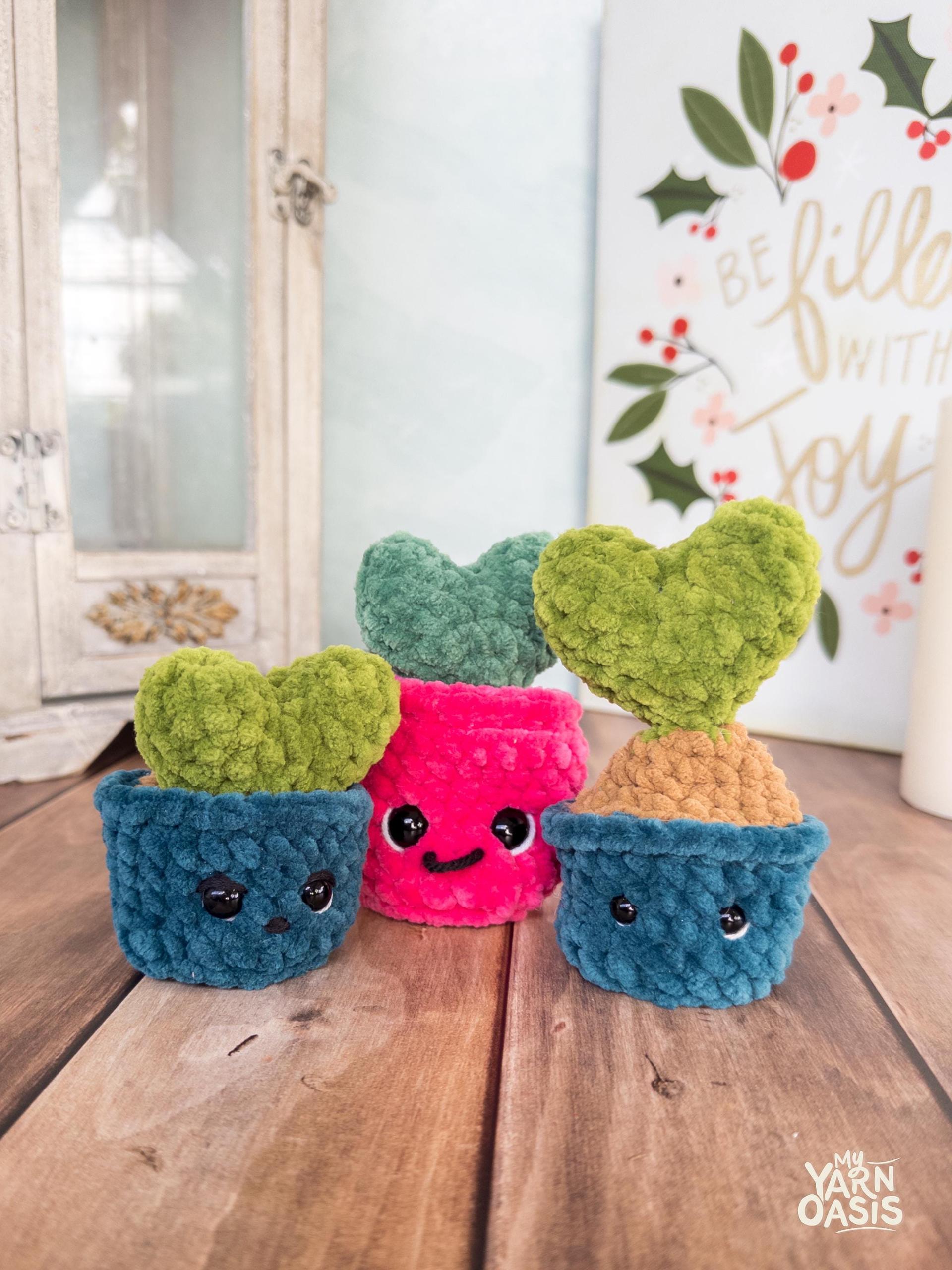 Cozy crochet Buddy Small 100% Handmade Heart Sprout Plushie | Fidget Toy Desk Pet thumbnail 3