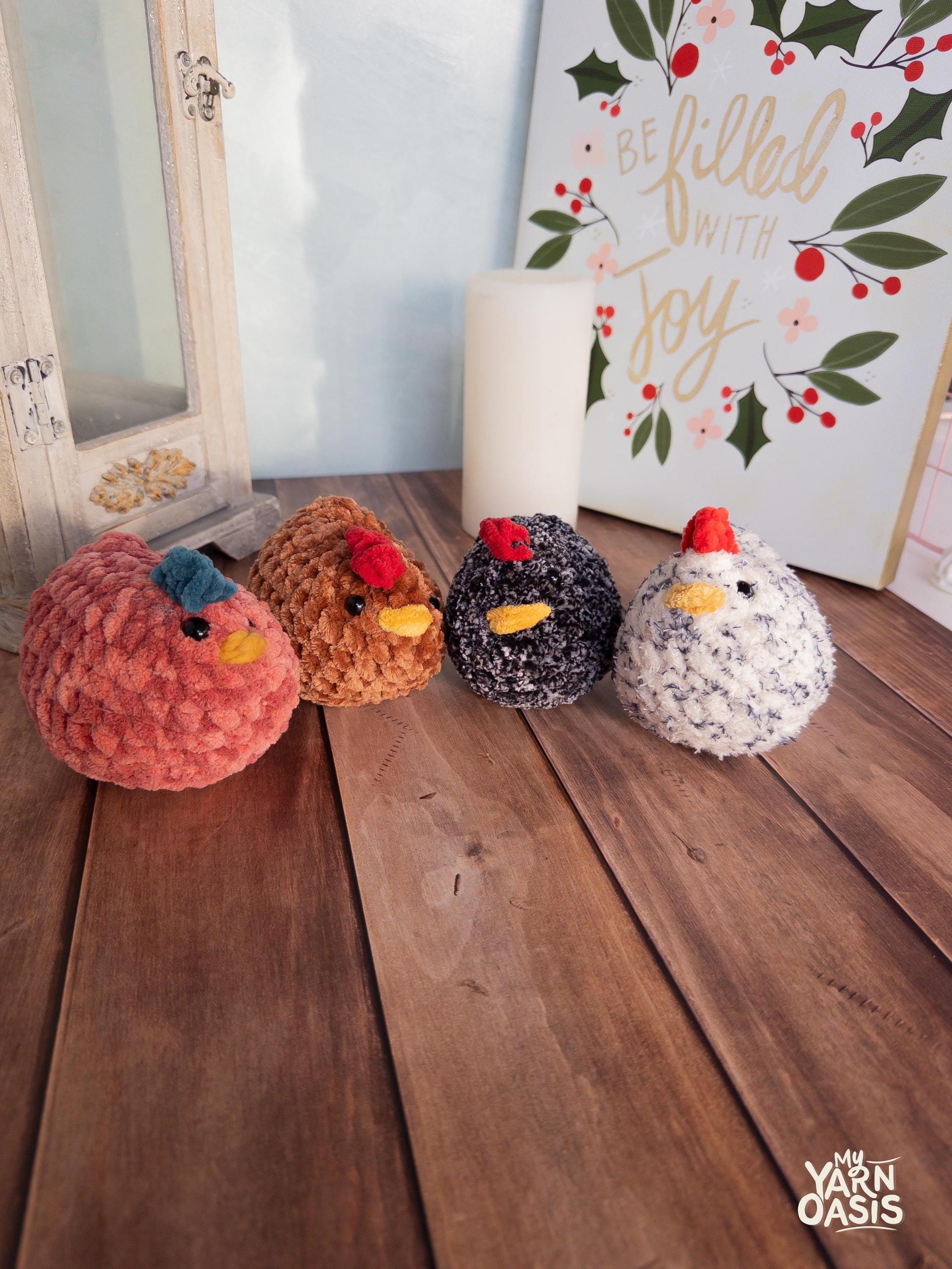 Handmade fluffy Crochet Chicken Plush Toy, Kawaii Critter Decor thumbnail 2