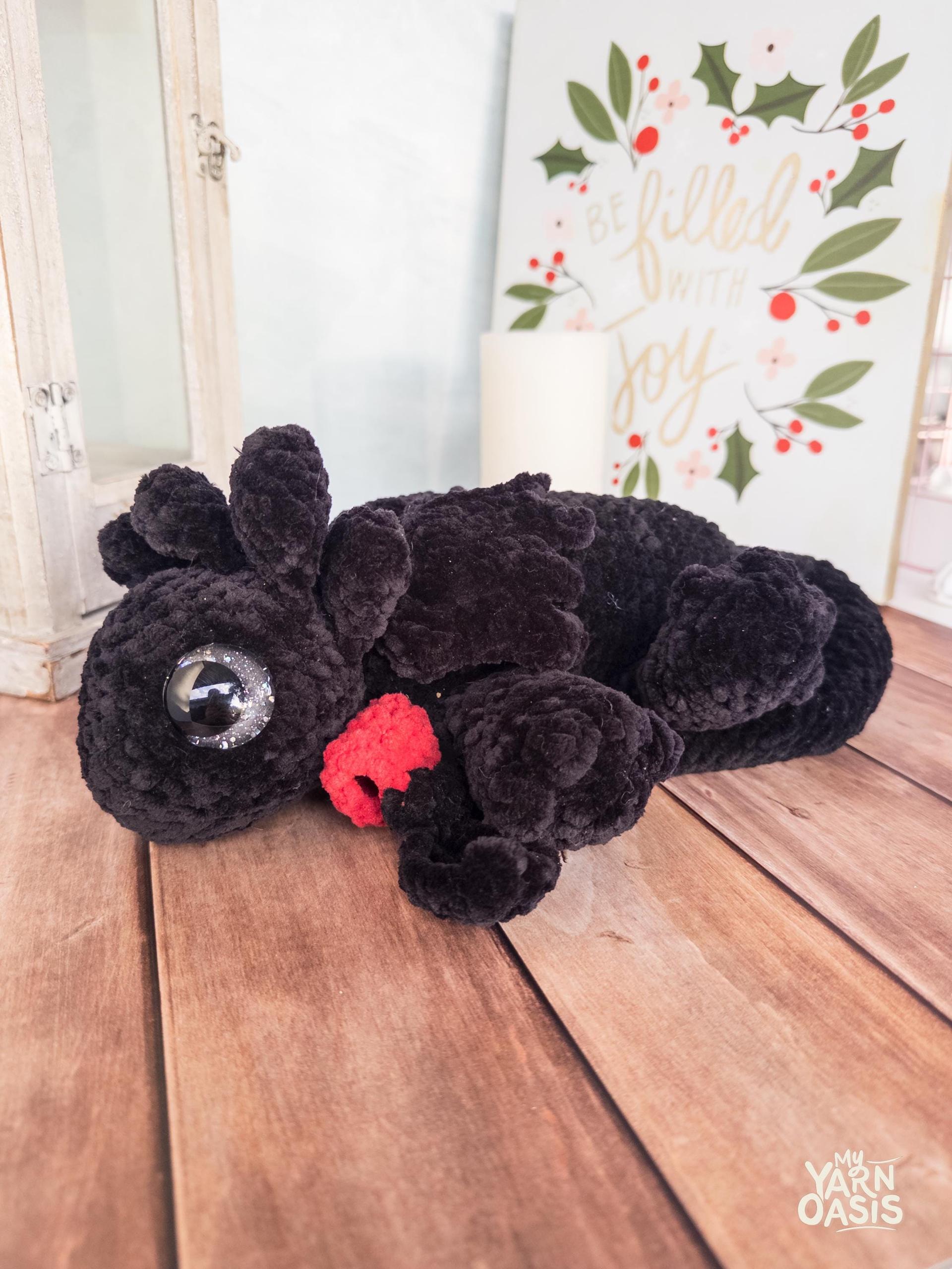 Crochet Dragon Plush: Handmade Night Fury Inspired Stuffed Animal thumbnail 3