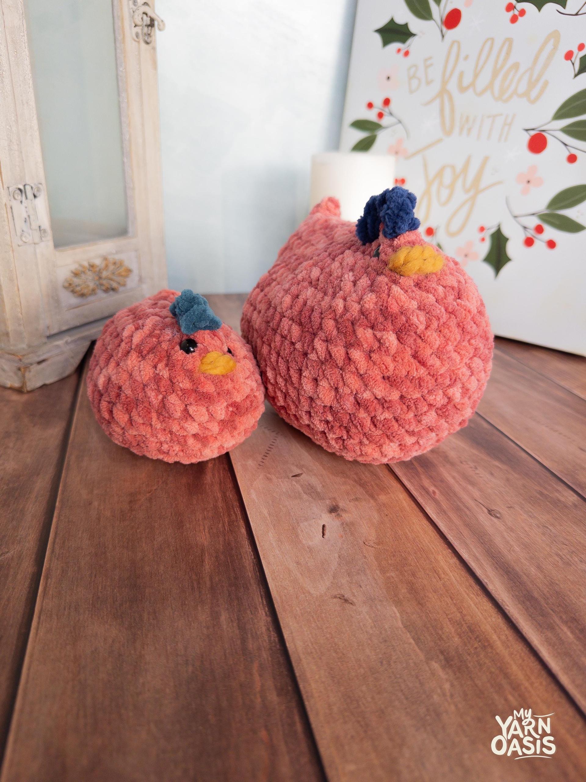 Handmade fluffy Crochet Chicken Plush Toy, Kawaii Critter Decor thumbnail 5