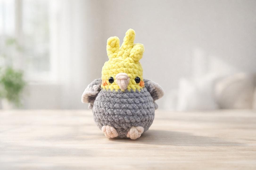 Crochet Cinnamon Cockatiel Plushie: Handmade Bird Lover Gift thumbnail 4