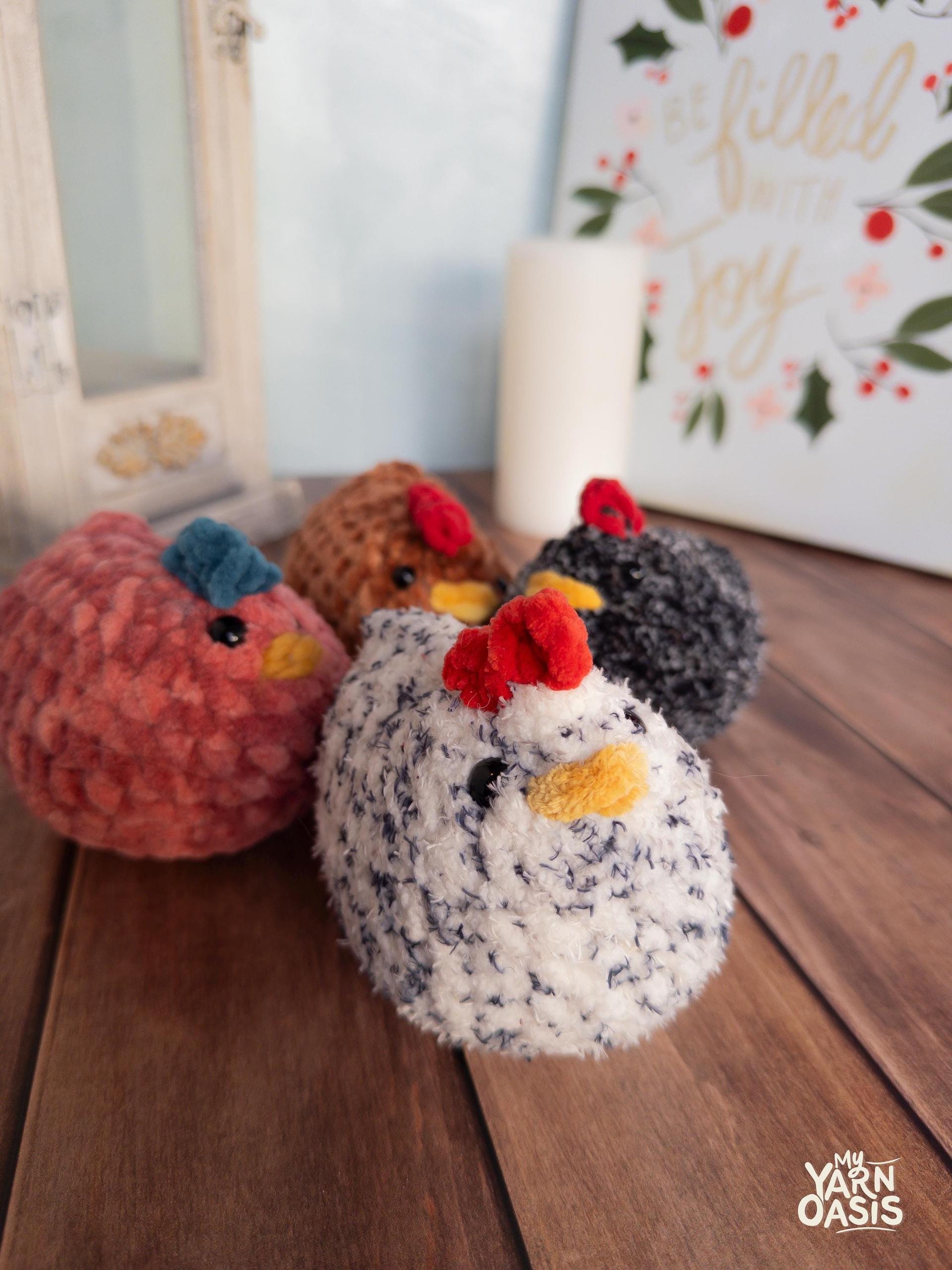 Handmade fluffy Crochet Chicken Plush Toy, Kawaii Critter Decor thumbnail 4