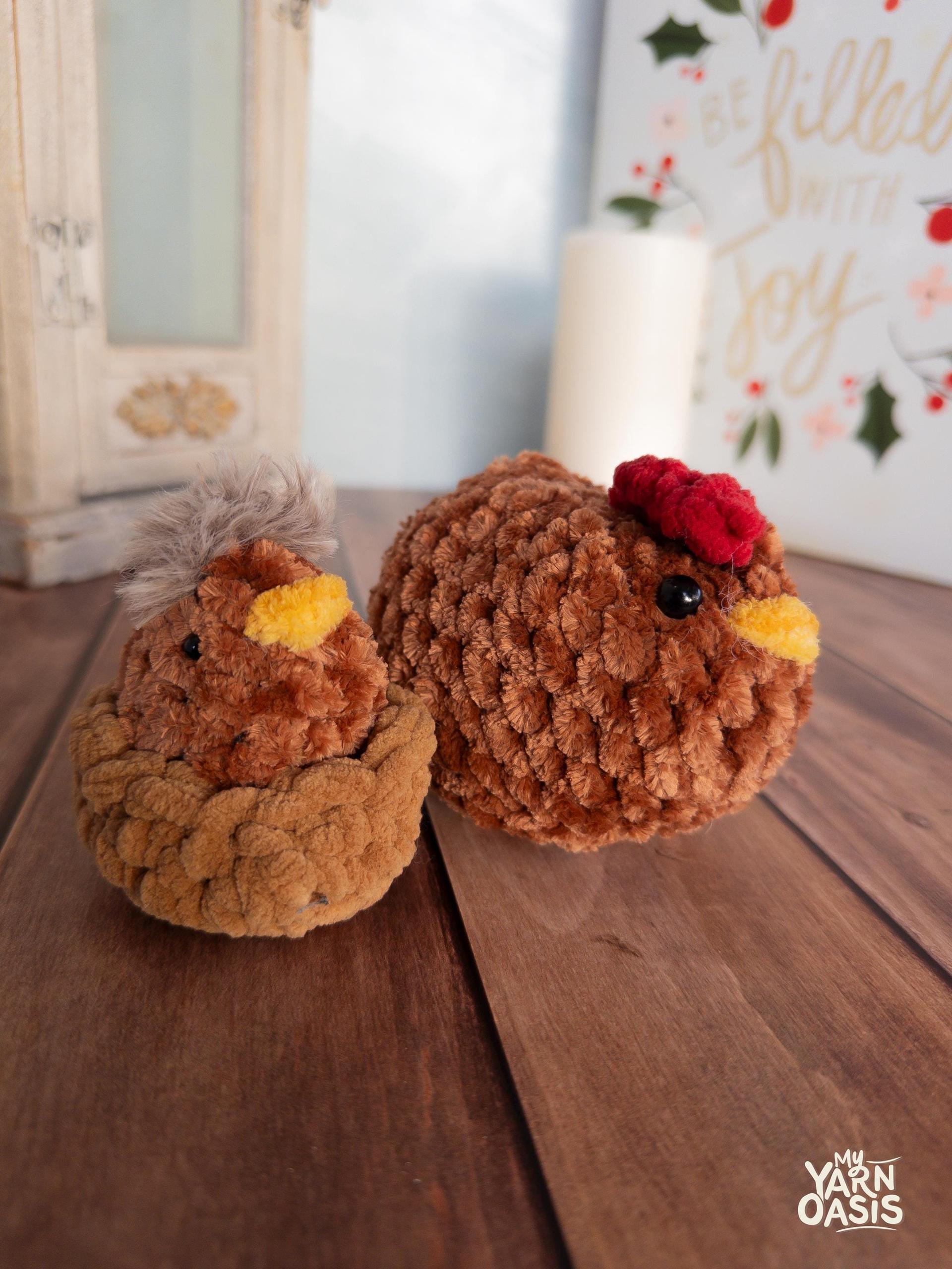 Handmade fluffy Crochet Chicken Plush Toy, Kawaii Critter Decor thumbnail 8