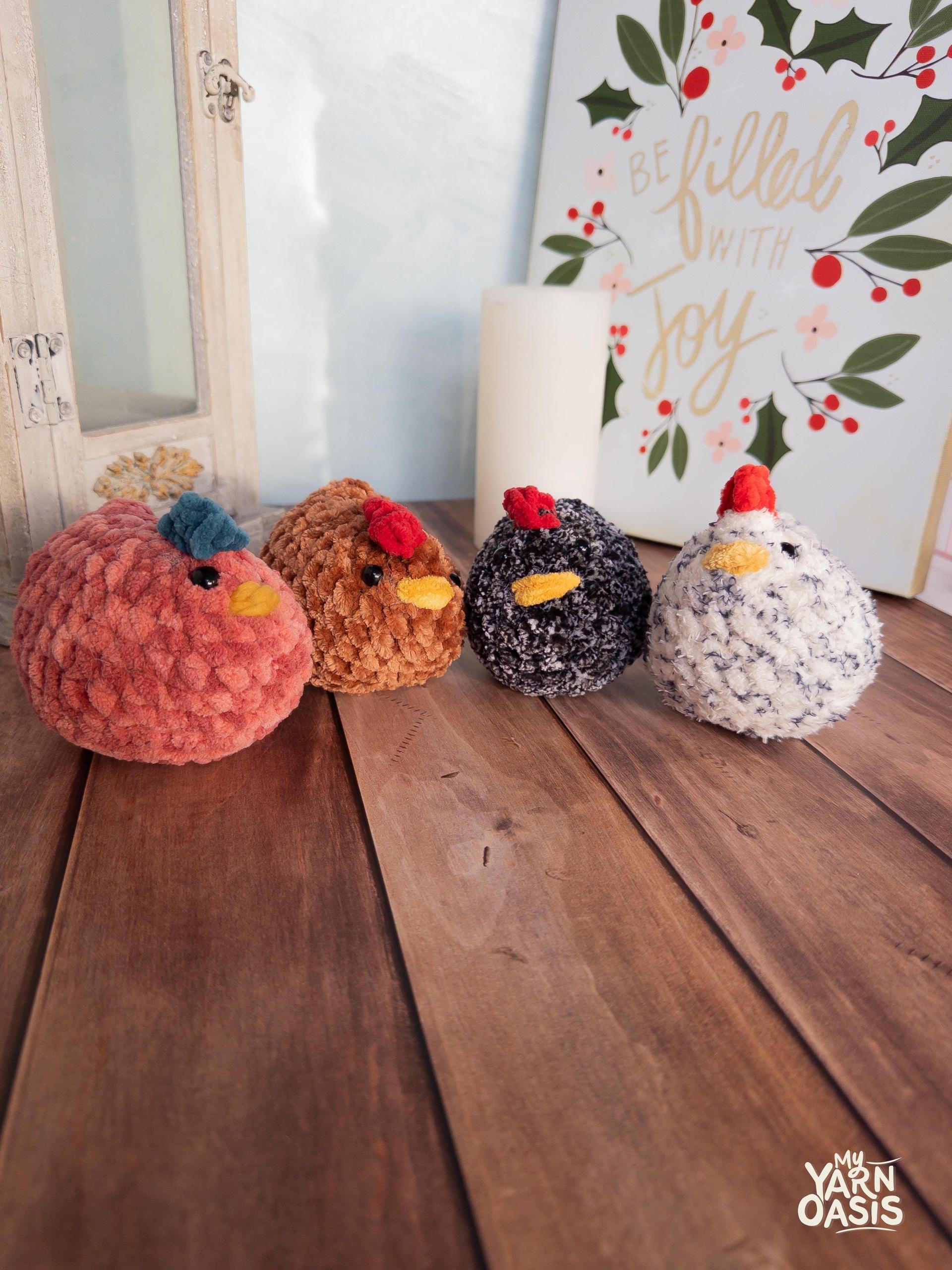 Handmade fluffy Crochet Chicken Plush Toy, Kawaii Critter Decor thumbnail 3