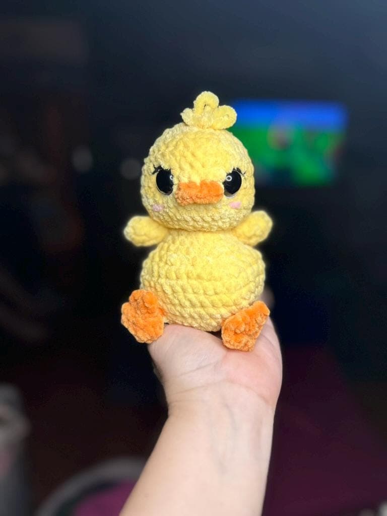 Crocheted Weighted Yellow Duck Plushie: Handmade Bird Lover Gift thumbnail 3