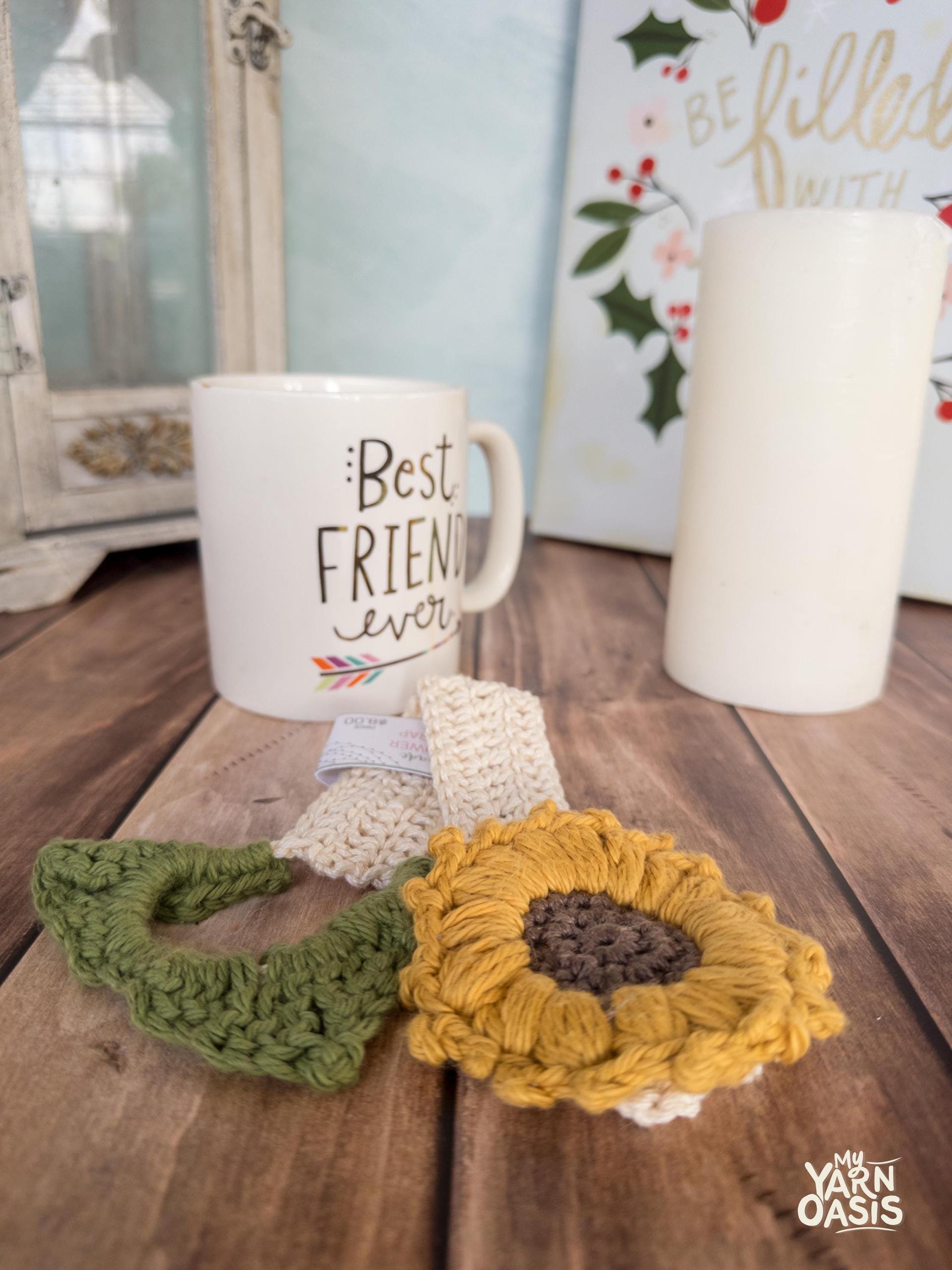 Handmade Crochet Sunflower Cup Cozy, Coffee Mug Wrap thumbnail 4