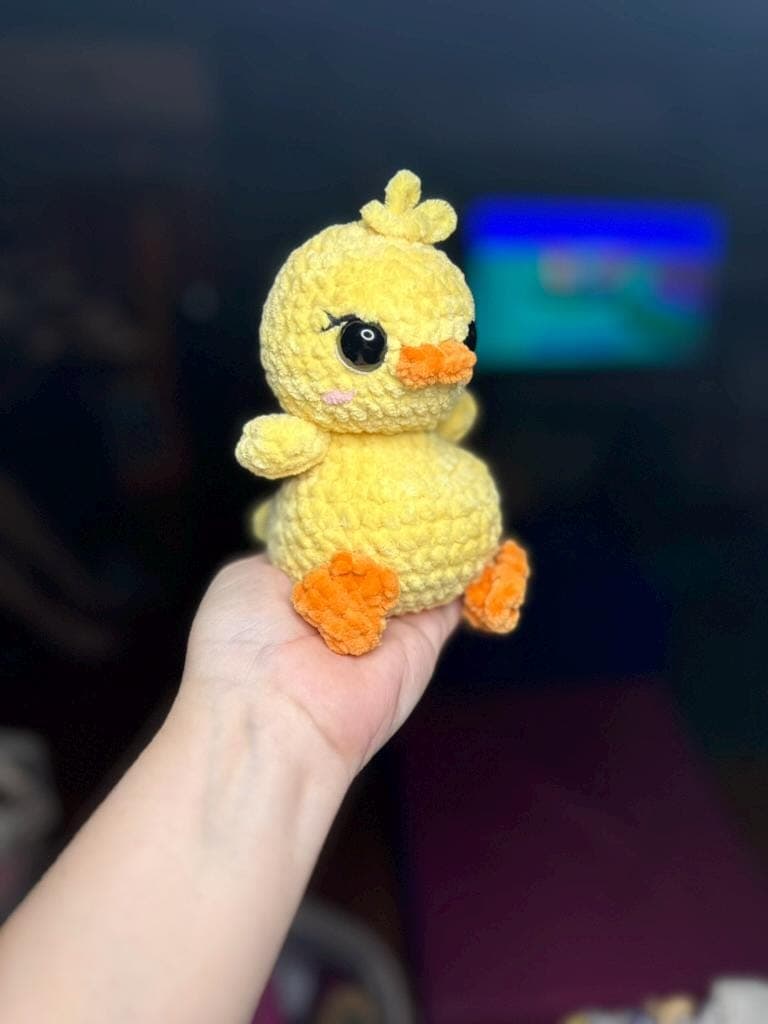 Crocheted Weighted Yellow Duck Plushie: Handmade Bird Lover Gift thumbnail 5