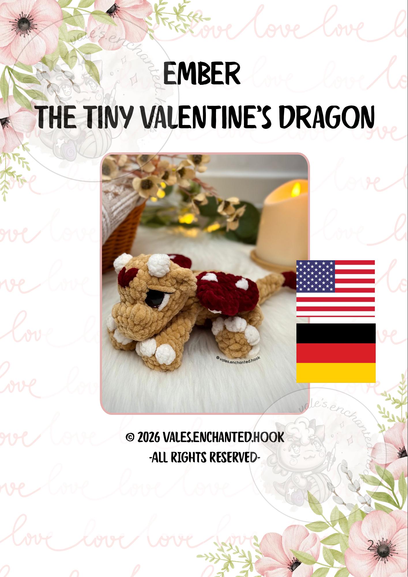 Ember the tiny Valentine’s Dragon-Amigurumi Pattern
