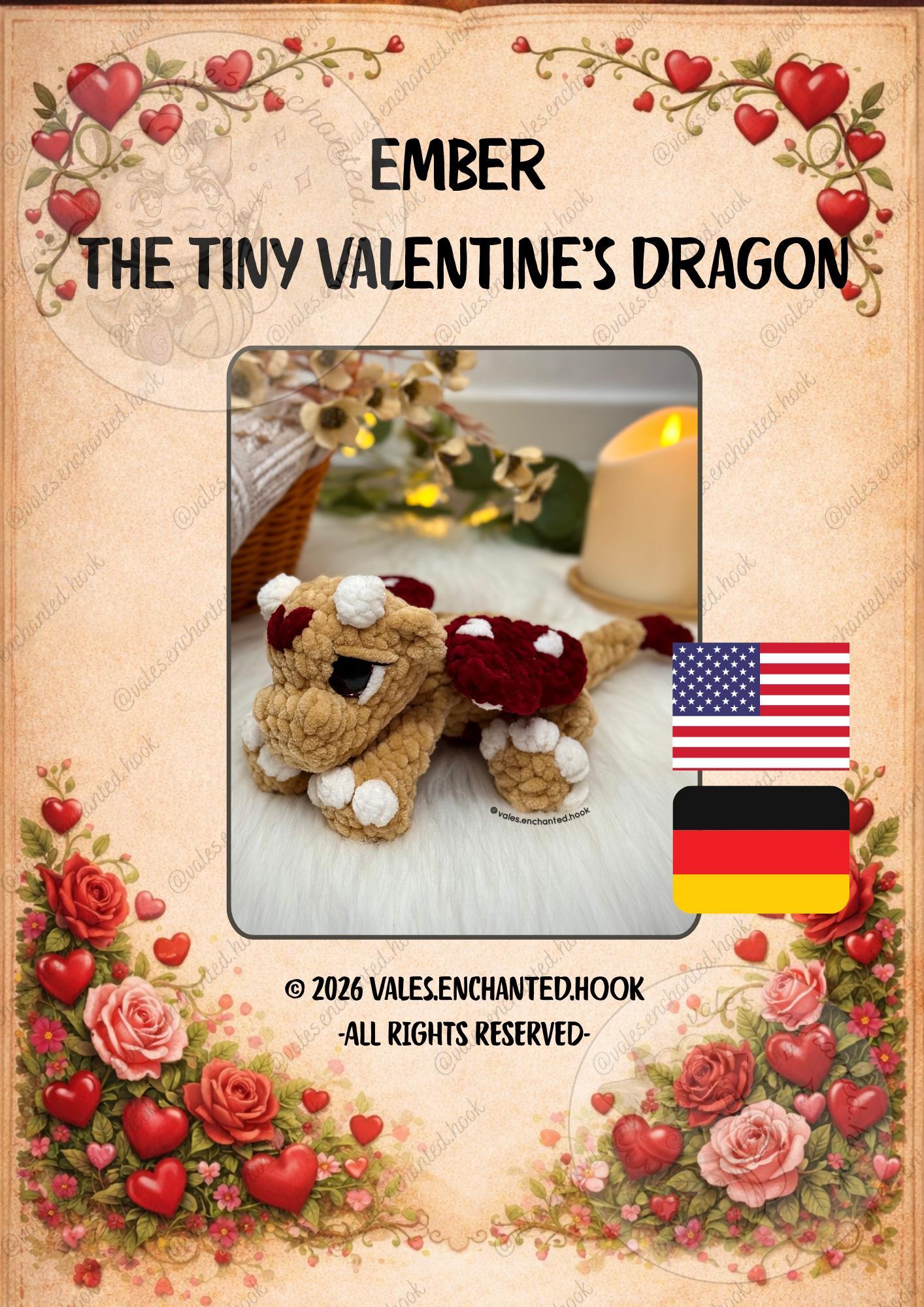 Ember the tiny Valentine’s Dragon-Amigurumi Pattern
