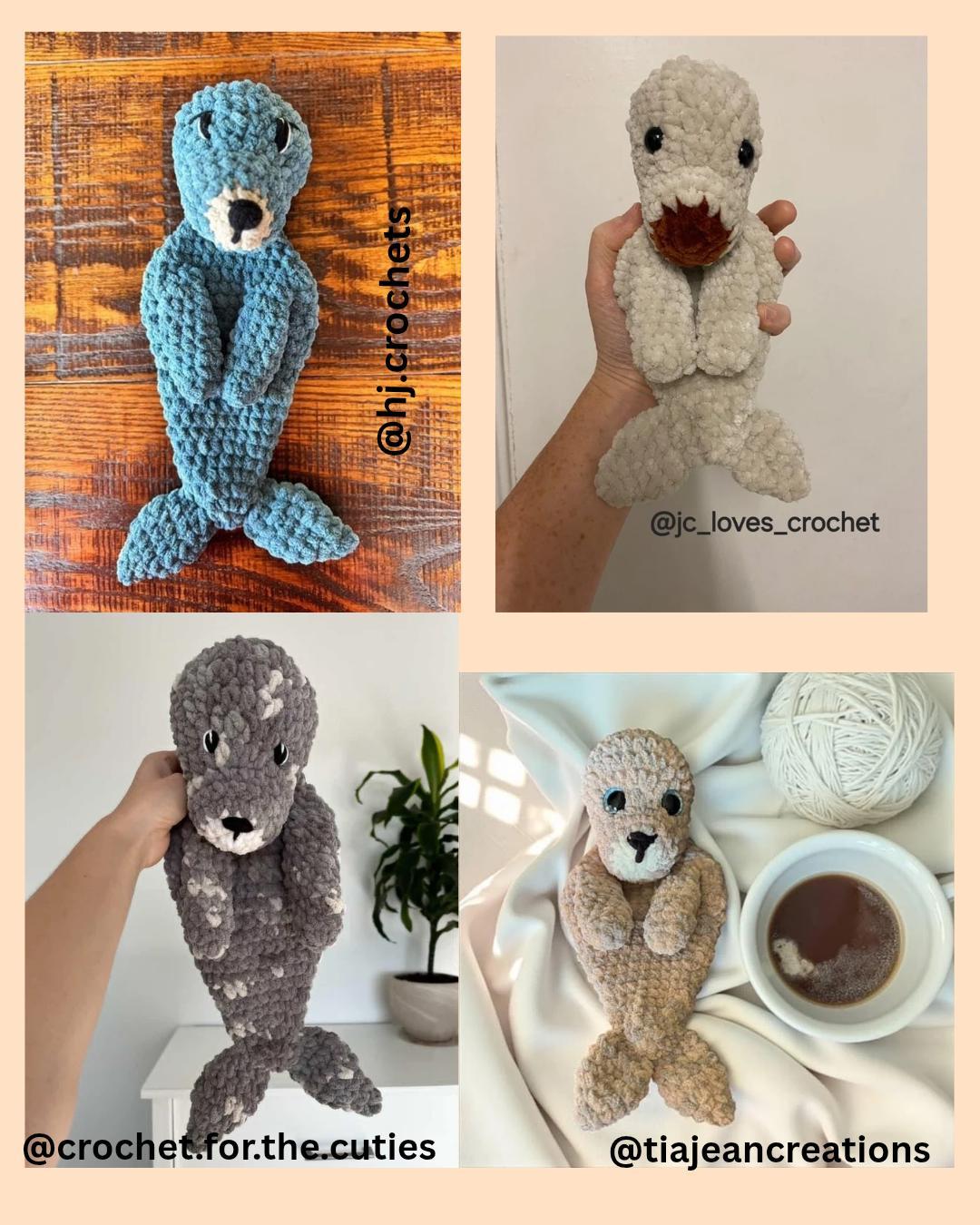 Harper the Baby Seal Snuggler Crochet pdf pattern low sew with pictures thumbnail 4