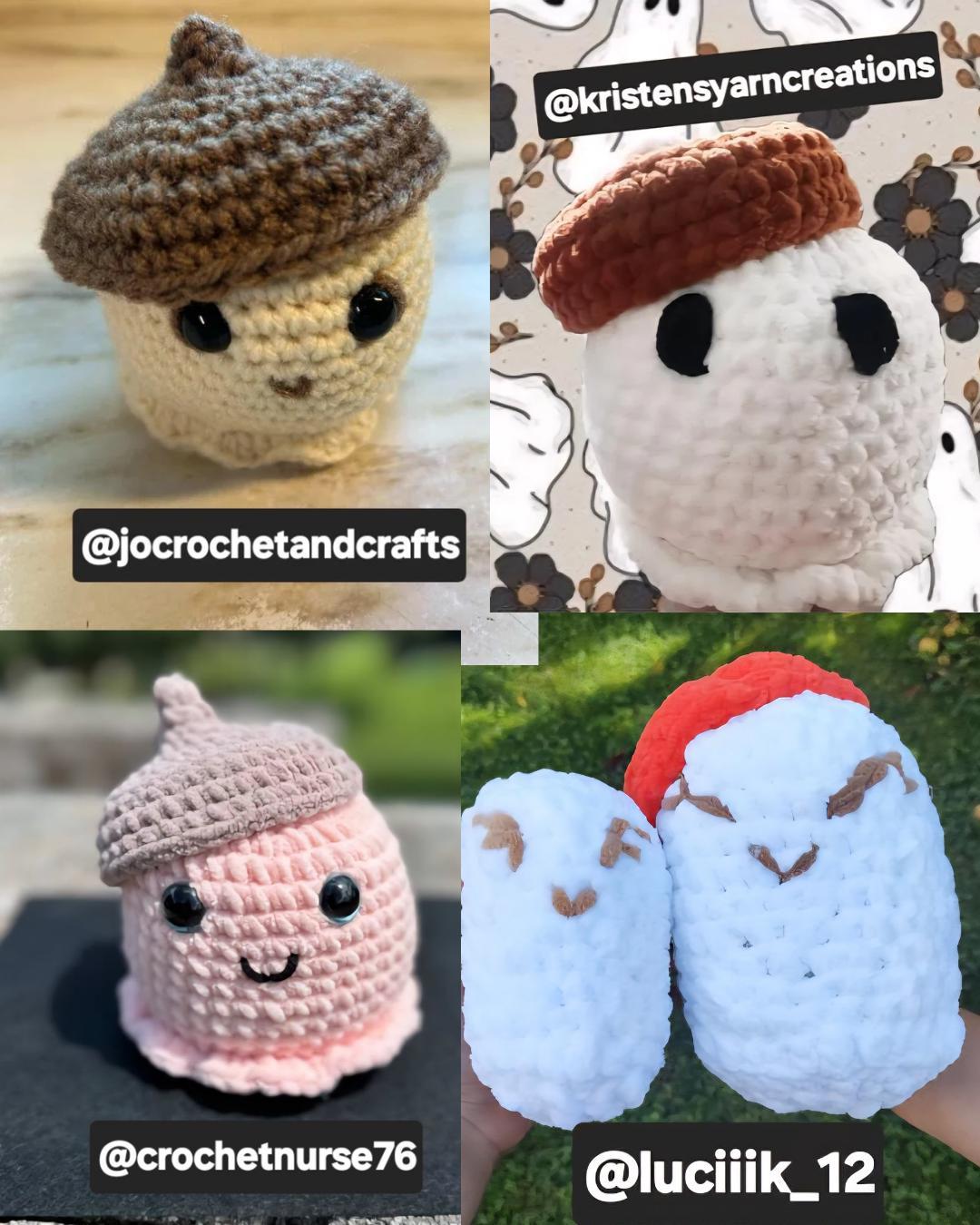 No Sew Ghost Crochet Pattern with Acorn Hat | Amigurumi Halloween Fall Decor PDF Tutorial thumbnail 2