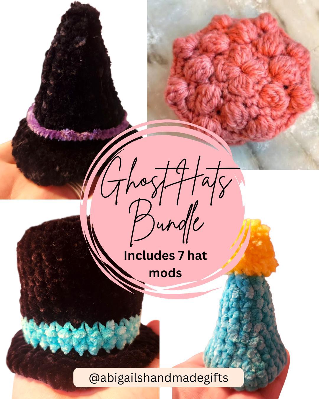 Ghost Hat Bundle Crochet Pattern | Add-On Hats for No Sew Ghost Amigurumi PDF
