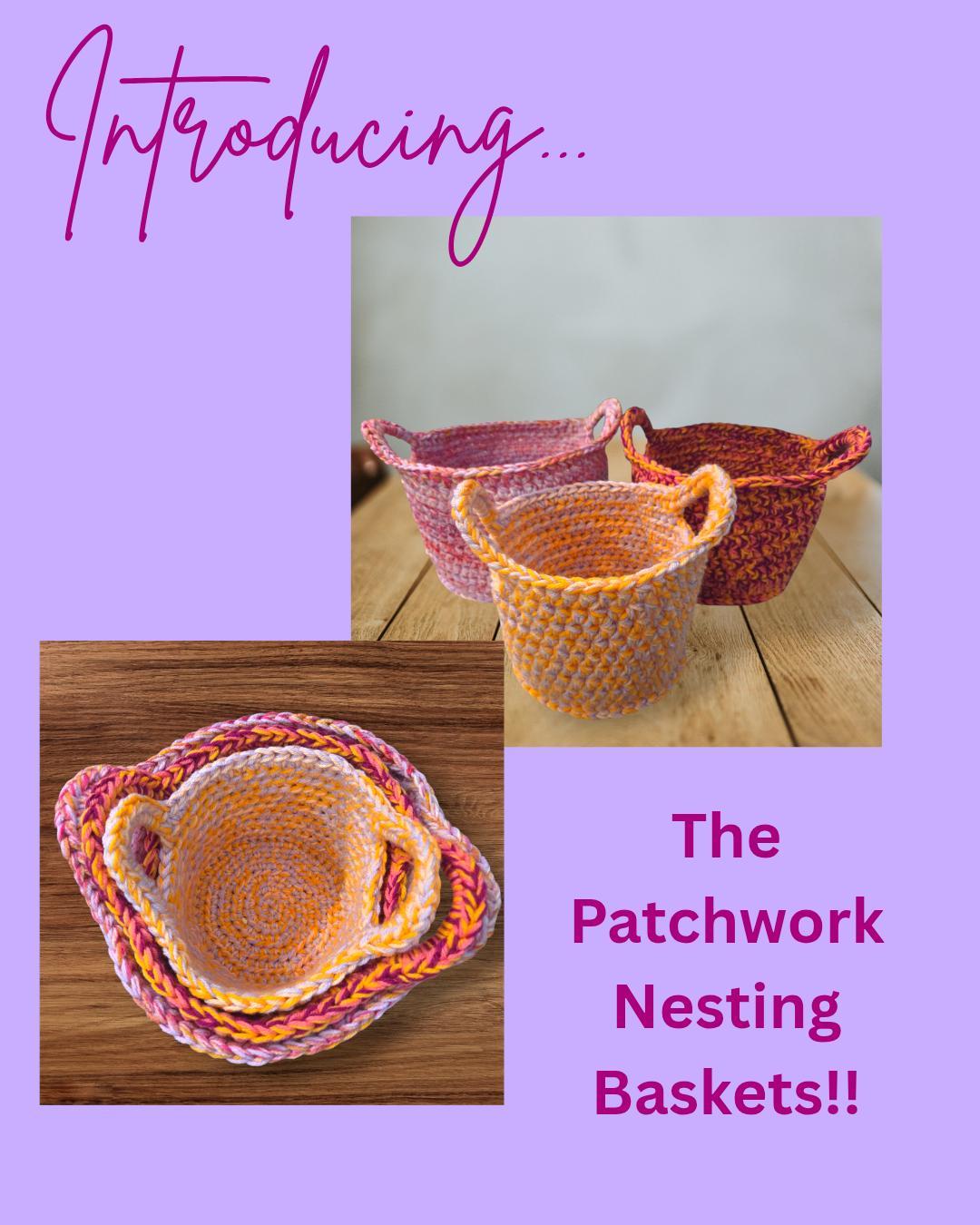 Patchwork Nesting Baskets PDF crochet pattern ONLY thumbnail 2