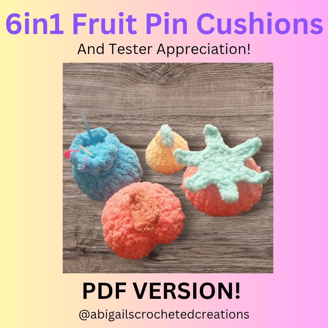 Amigurumi Fruit Pattern Bundle | 6-in-1 Crochet Pin Cushions | Instant Download PDF