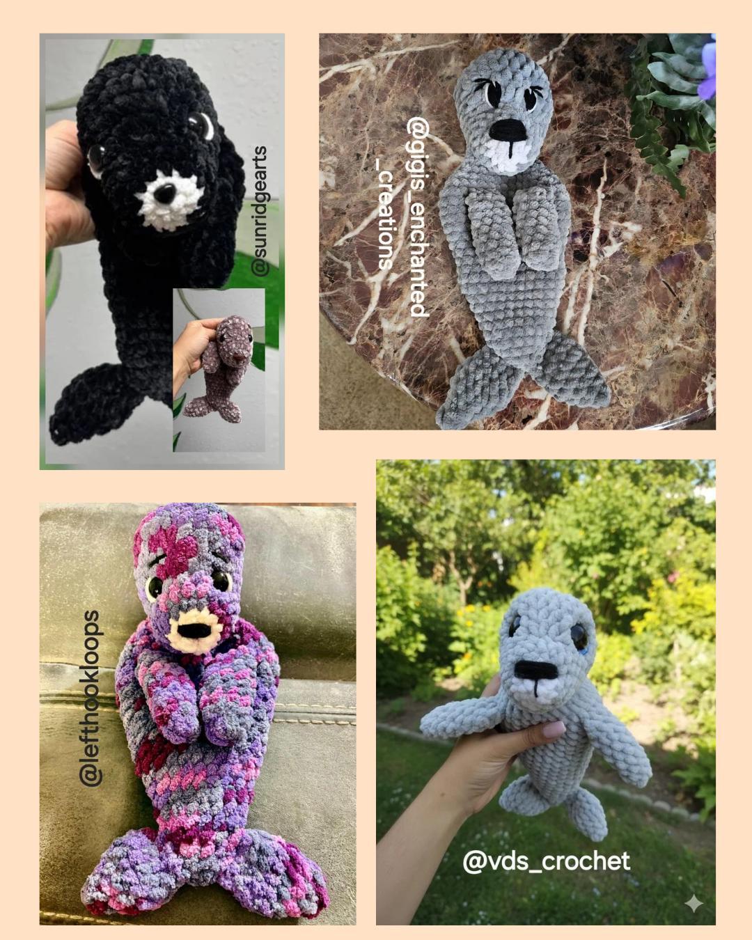 Harper the Baby Seal Snuggler Crochet pdf pattern low sew with pictures thumbnail 3