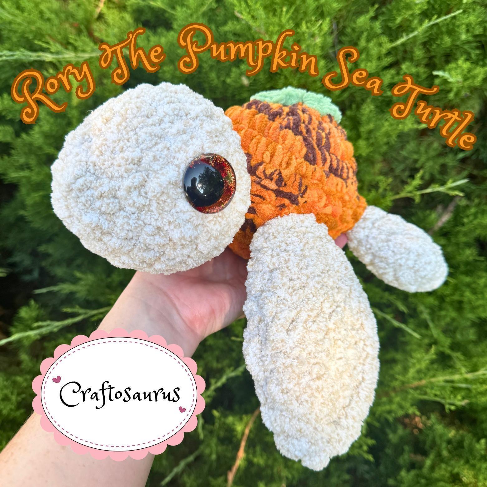 Pumpkin Sea Turtle Plush, Handmade Autumn Stuffed Animal, Limited Edition Halloween Gift