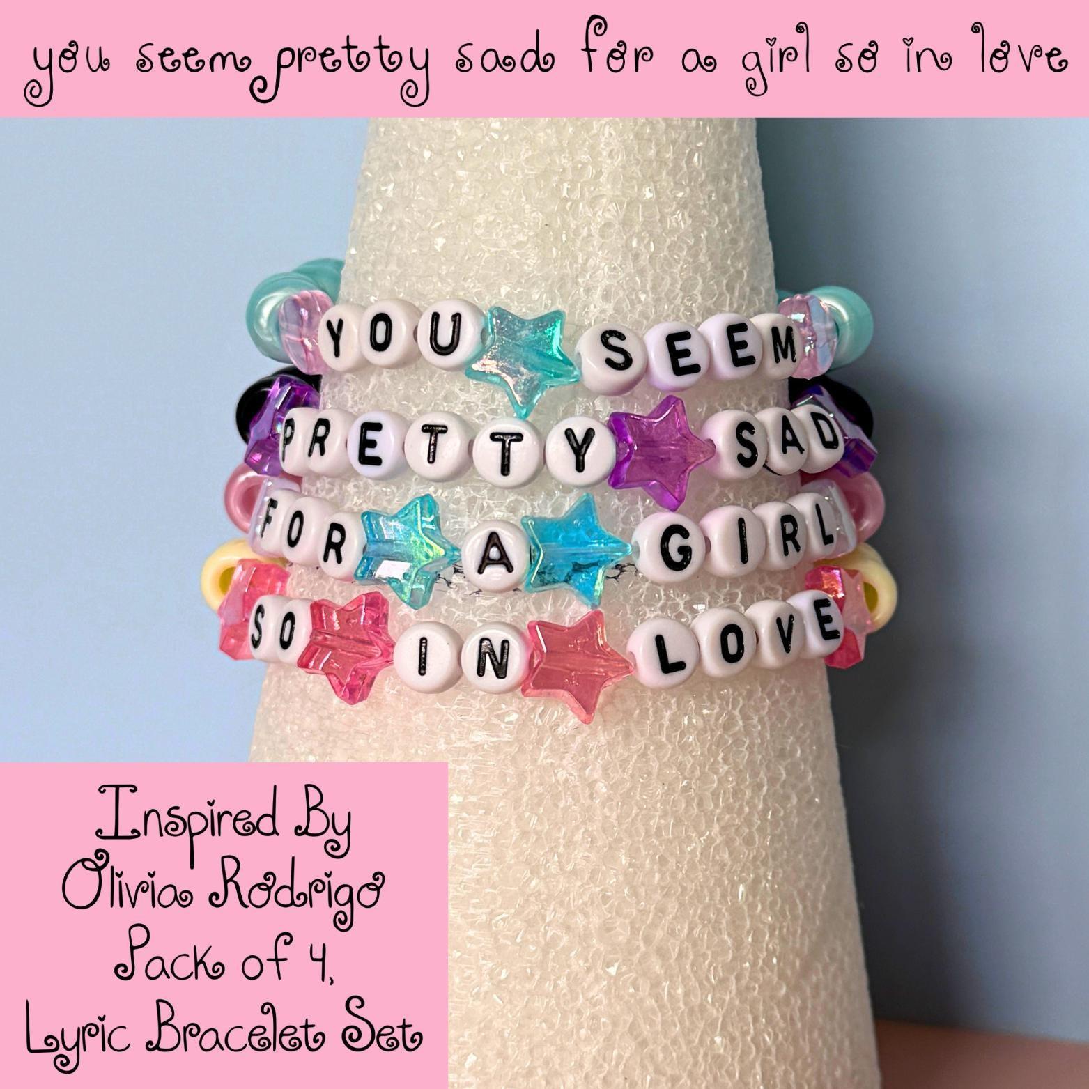 Handmade Beaded Lyric Bracelet Set, Olivia Rodrigo Inspired, Concert Outfit Jewelry (Set of 4)