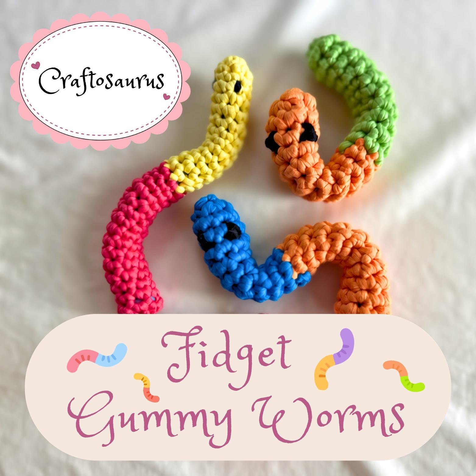 Crochet Gummy Worm Fidget Toy, Quiet Sensory Activity, Handmade, Kids Gift, Noiseless, Custom Colors