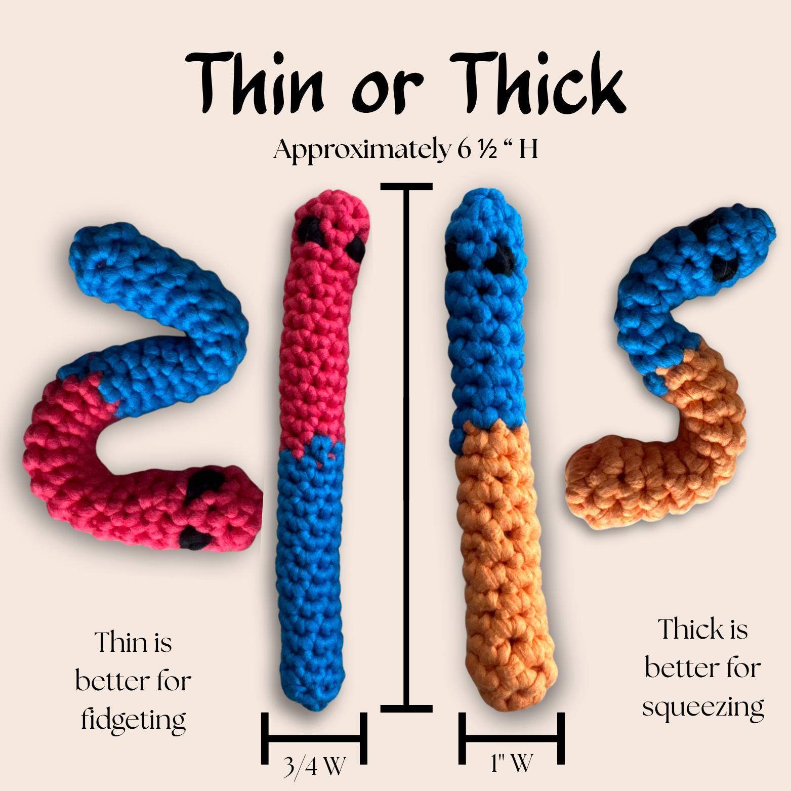 Crochet Gummy Worm Fidget Toy, Quiet Sensory Activity, Handmade, Kids Gift, Noiseless, Custom Colors thumbnail 2