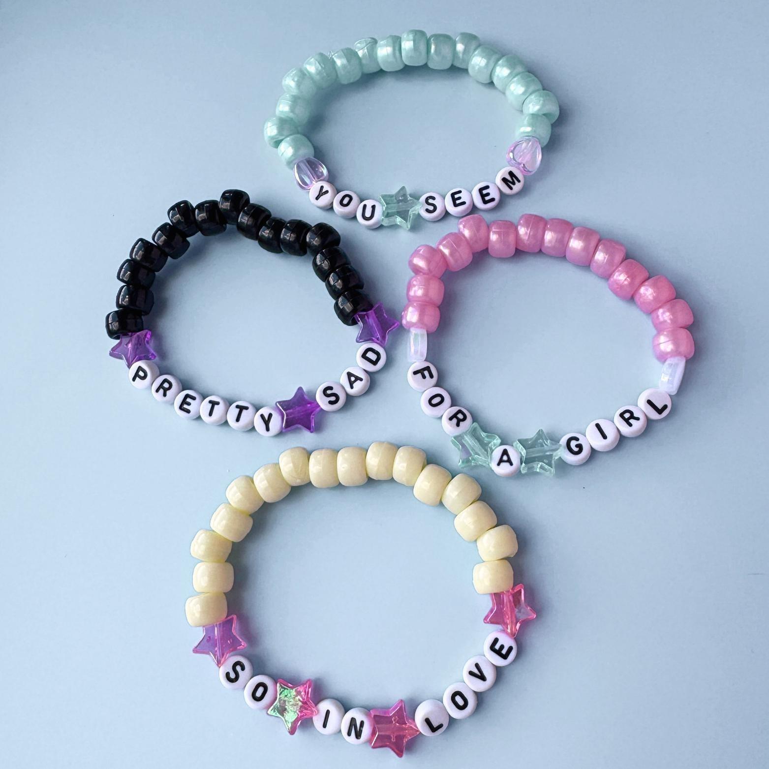 Handmade Beaded Lyric Bracelet Set, Olivia Rodrigo Inspired, Concert Outfit Jewelry (Set of 4) thumbnail 4
