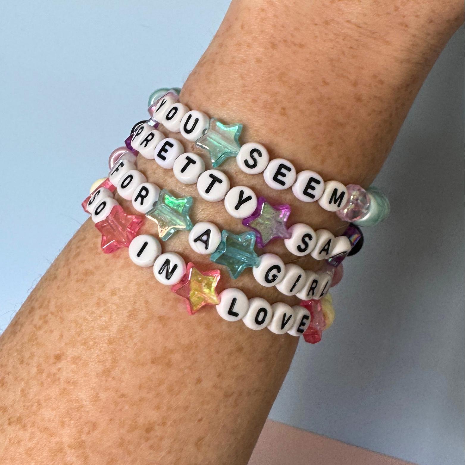 Handmade Beaded Lyric Bracelet Set, Olivia Rodrigo Inspired, Concert Outfit Jewelry (Set of 4) thumbnail 2